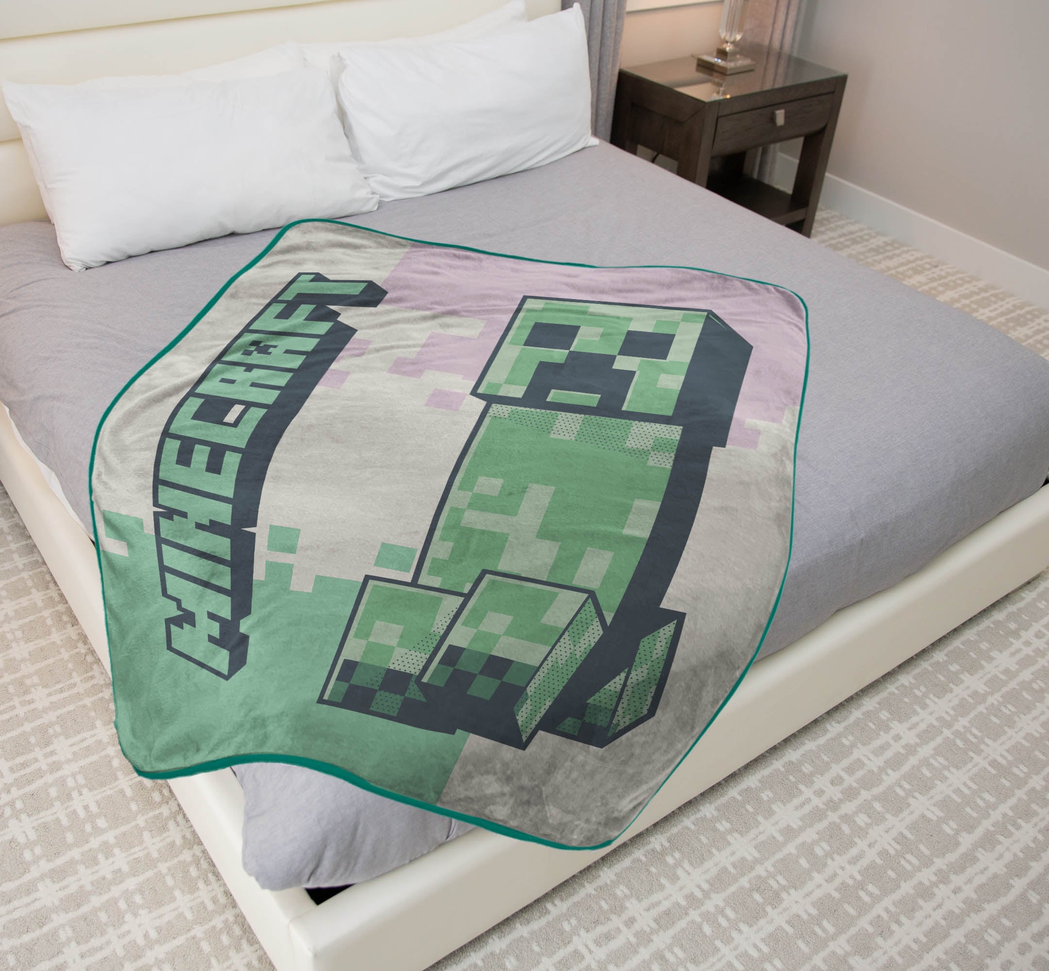 Minecraft Couverture pour enfants »Minecraft Creeper 130 x 150 cm« duveteux