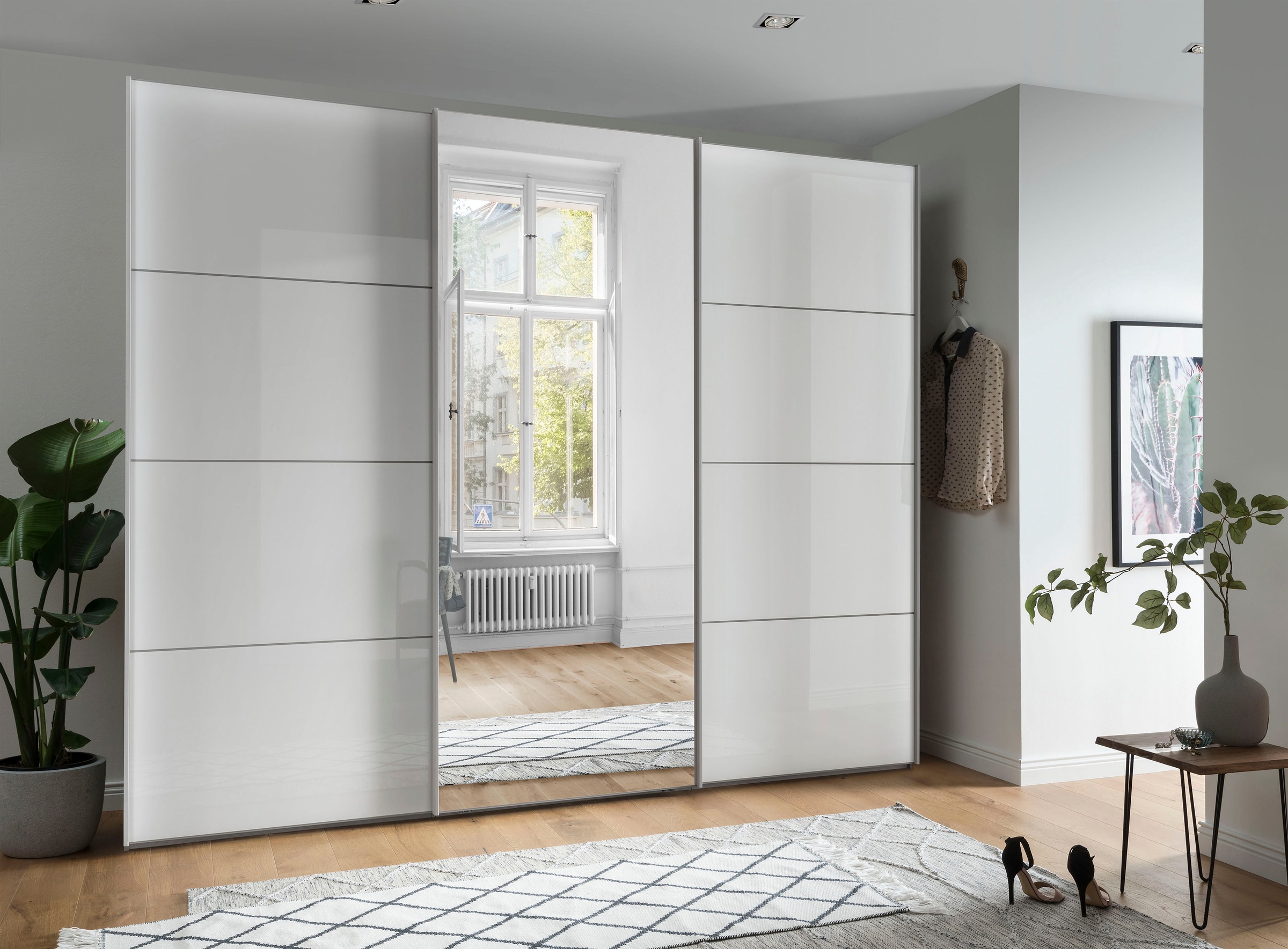 WIEMANN Schwebetürenschrank "Kos" mit Spiegeltür und Schattenfuge