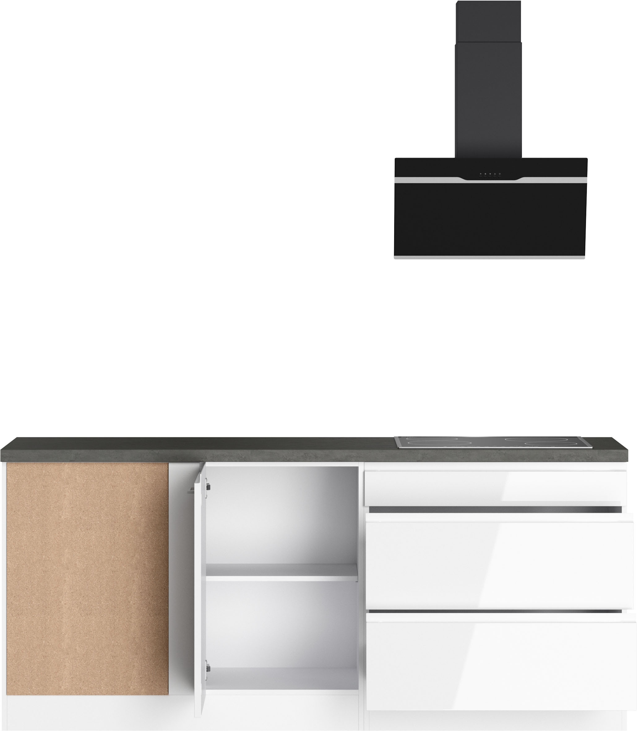KOCHSTATION »KS-Virginia,neu in verbesserter Ausführung« plan de travail épaisseur 38 mm, rangement, fermeture douce,  largeur réglable 230/190 cm, soft-close, sans appareils électriques