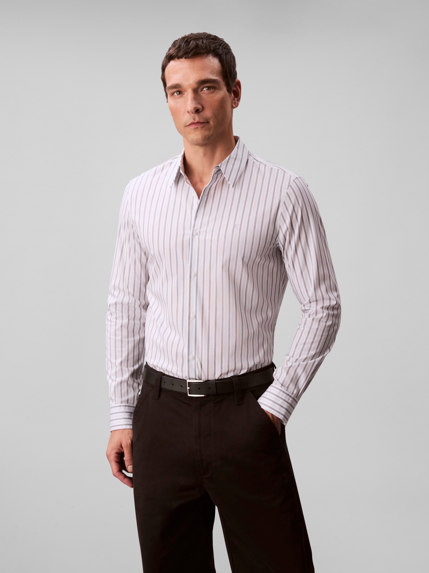 Image of Calvin Klein Businesshemd "LS MULTI STRIPE STRETCH SLIM SHI" Mit Rundhalsausschnitt, slim fit