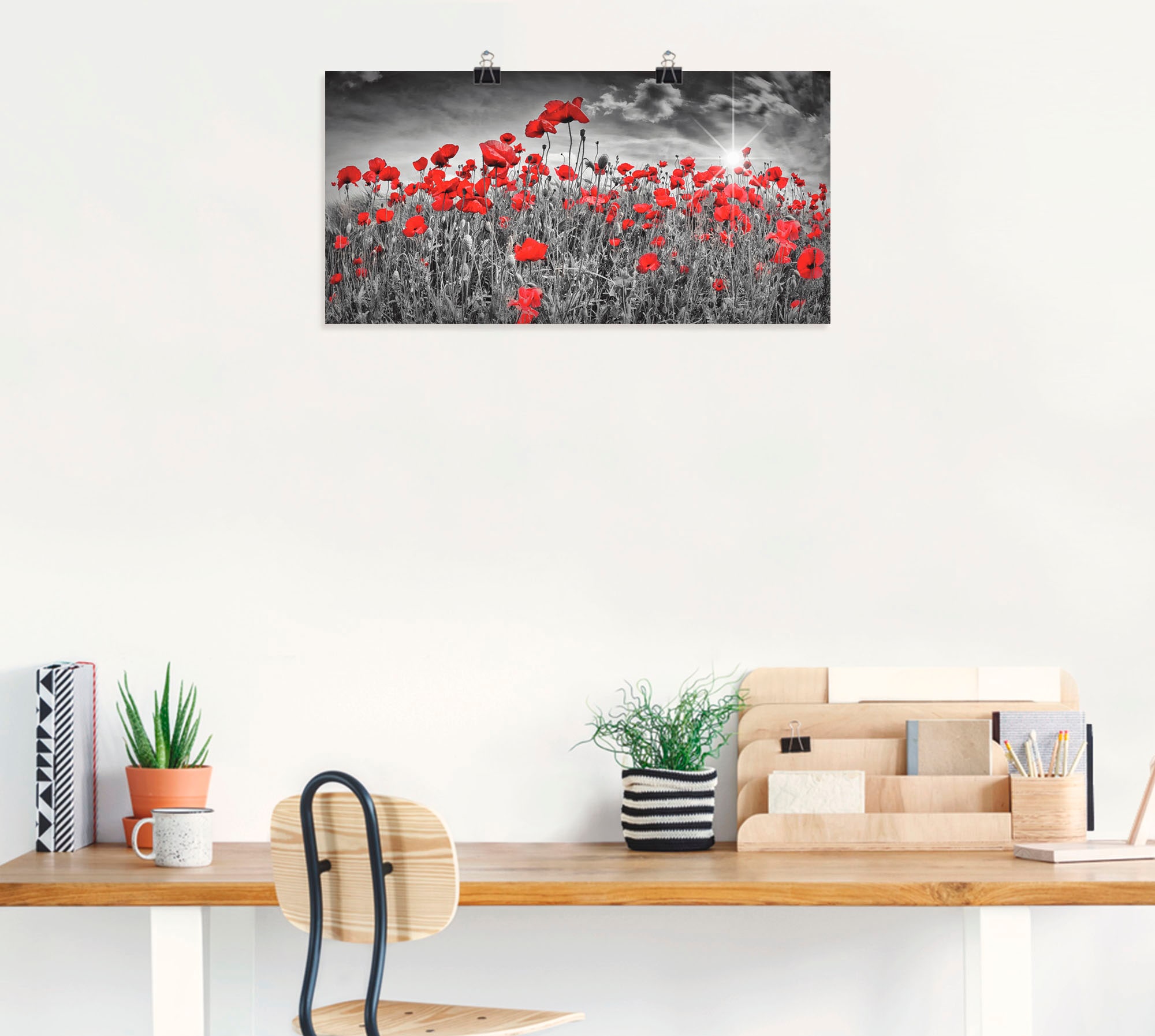 Artland Wandbild »Idyllisches Mohnblumenfeld mit Sonne« Blumen 1 Stk. tlg. als Alubild, Leinwandbild, Poster in verschied. Grössen