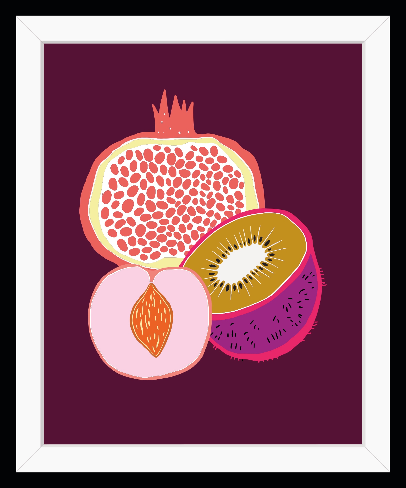 Image of queence Bild "Leonard" Kunst Lebensmittel Obst Obst Bilder HD Premium Poster-Druck inkl. Holzrahmen