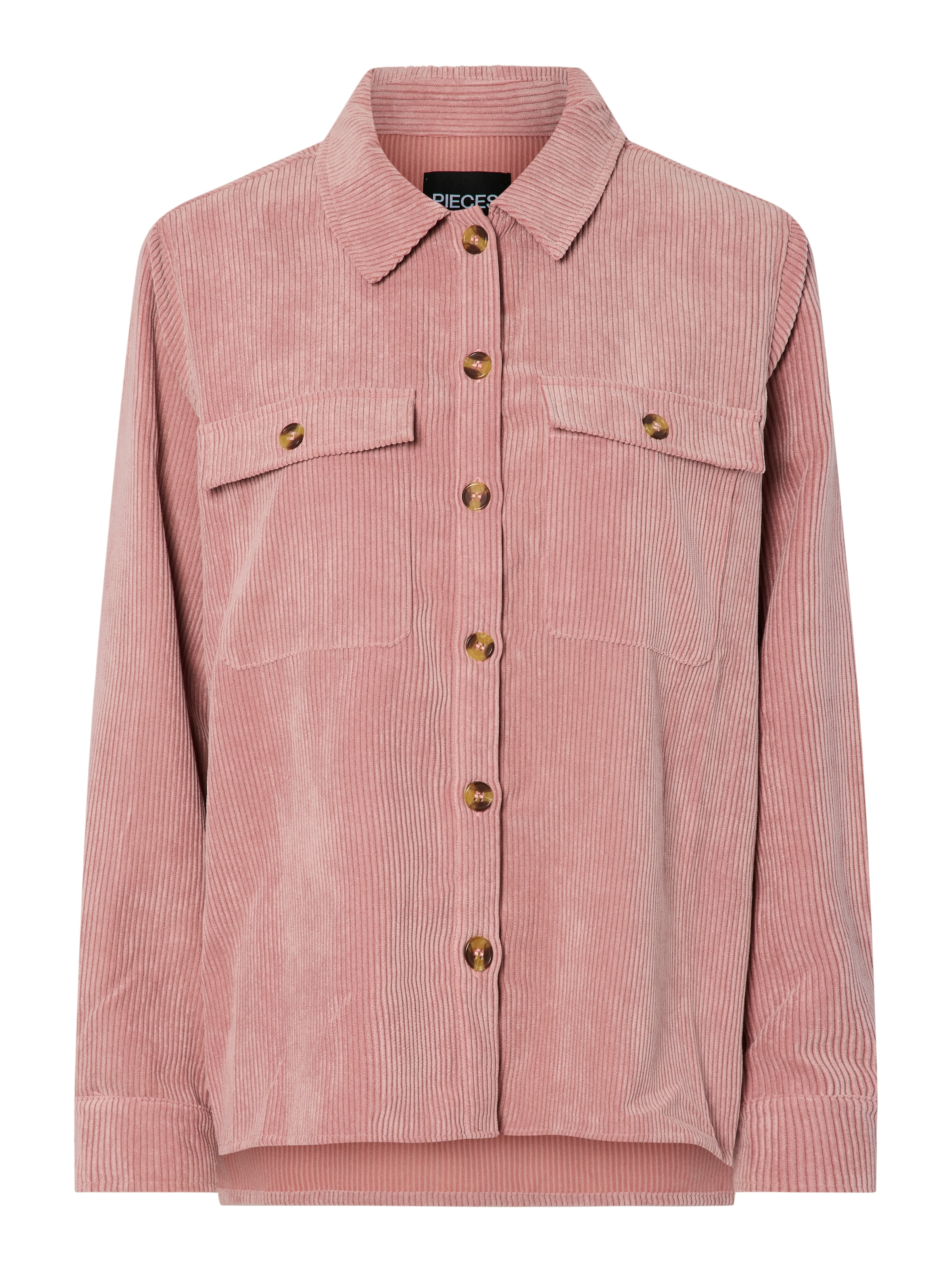 pieces Blouse chemise »PCEFFI LS SHIRT WVN NOOS« Materialmix, loose fit