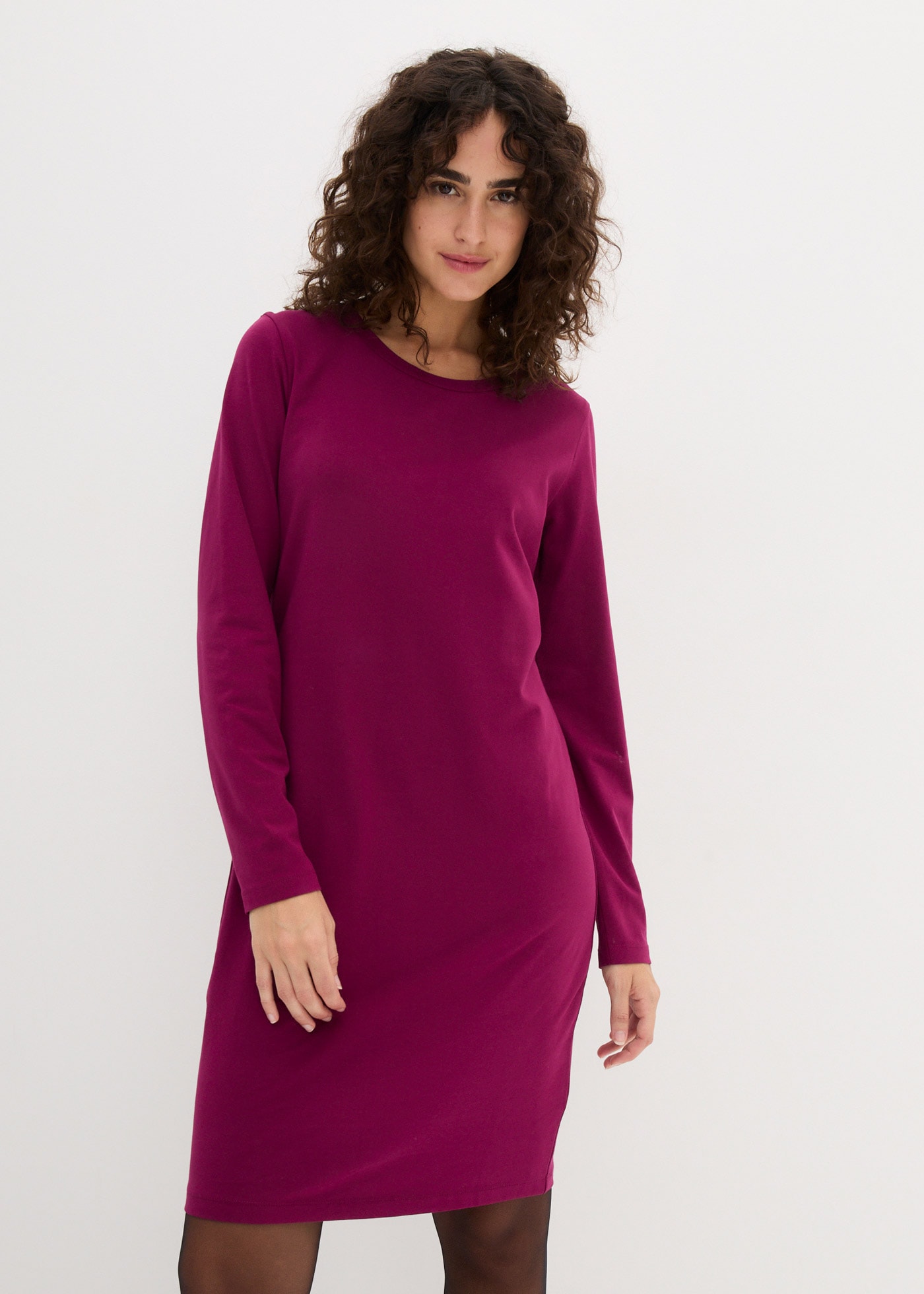 Image of bonprix Jerseykleid "Figurbetontes Jerseykleid (2er Pack)" Packung, 2 Stk. tlg. für Alltag, schmale Passform, aus Baumwollmischung, kniefrei