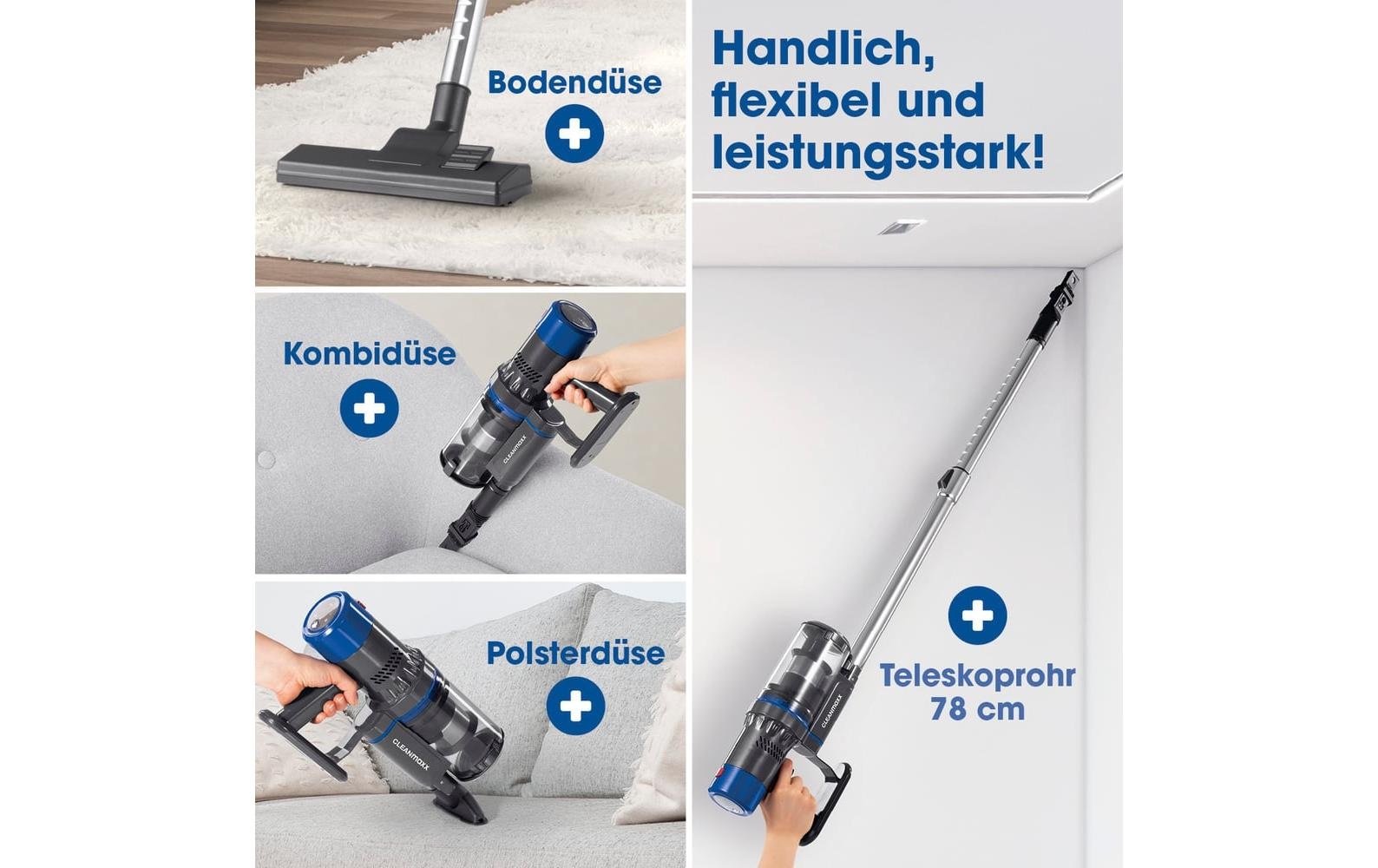 CLEANmaxx Akku-Hand-und Stielstaubsauger »CLEANmaxx Akku-Hand- und Stielsauger Grau / Blau«