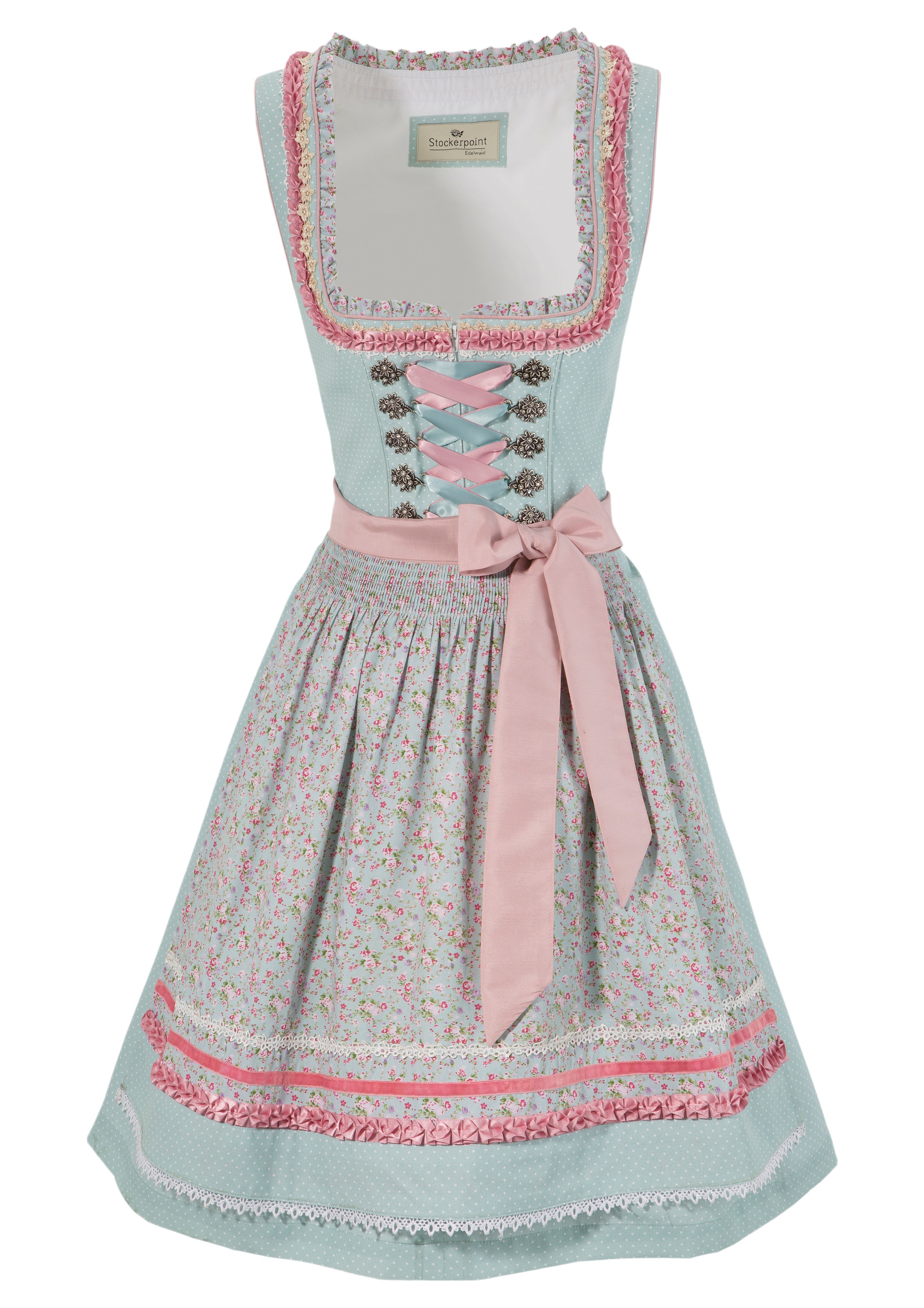 Dirndl midi mit Satinbandschnürung