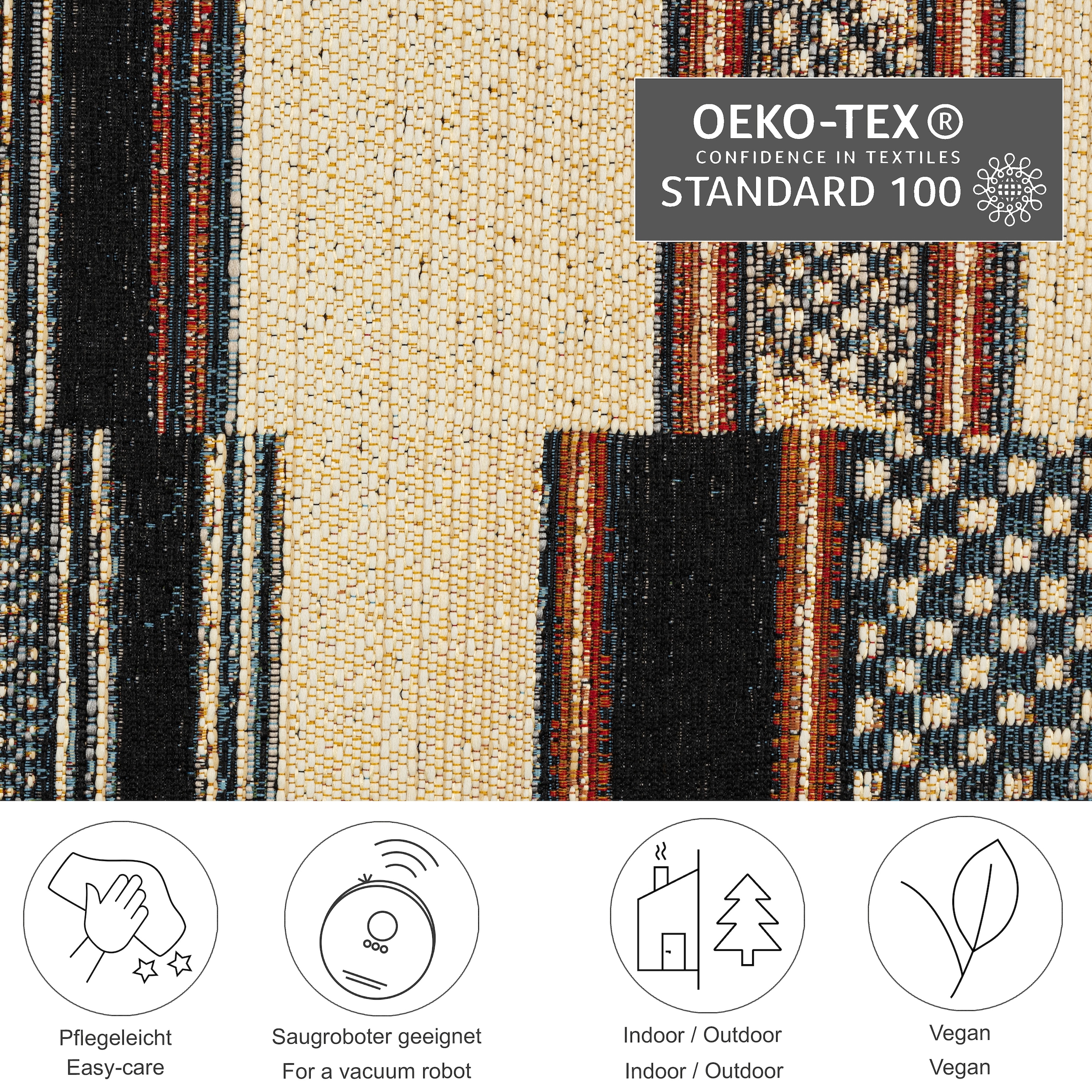 Gino Falcone Teppich »Outdoor-Africa 41«, rechteckig, 5 mm Höhe, Flachgewebe, In- und Outdoor geeignet, Wohnzimmer