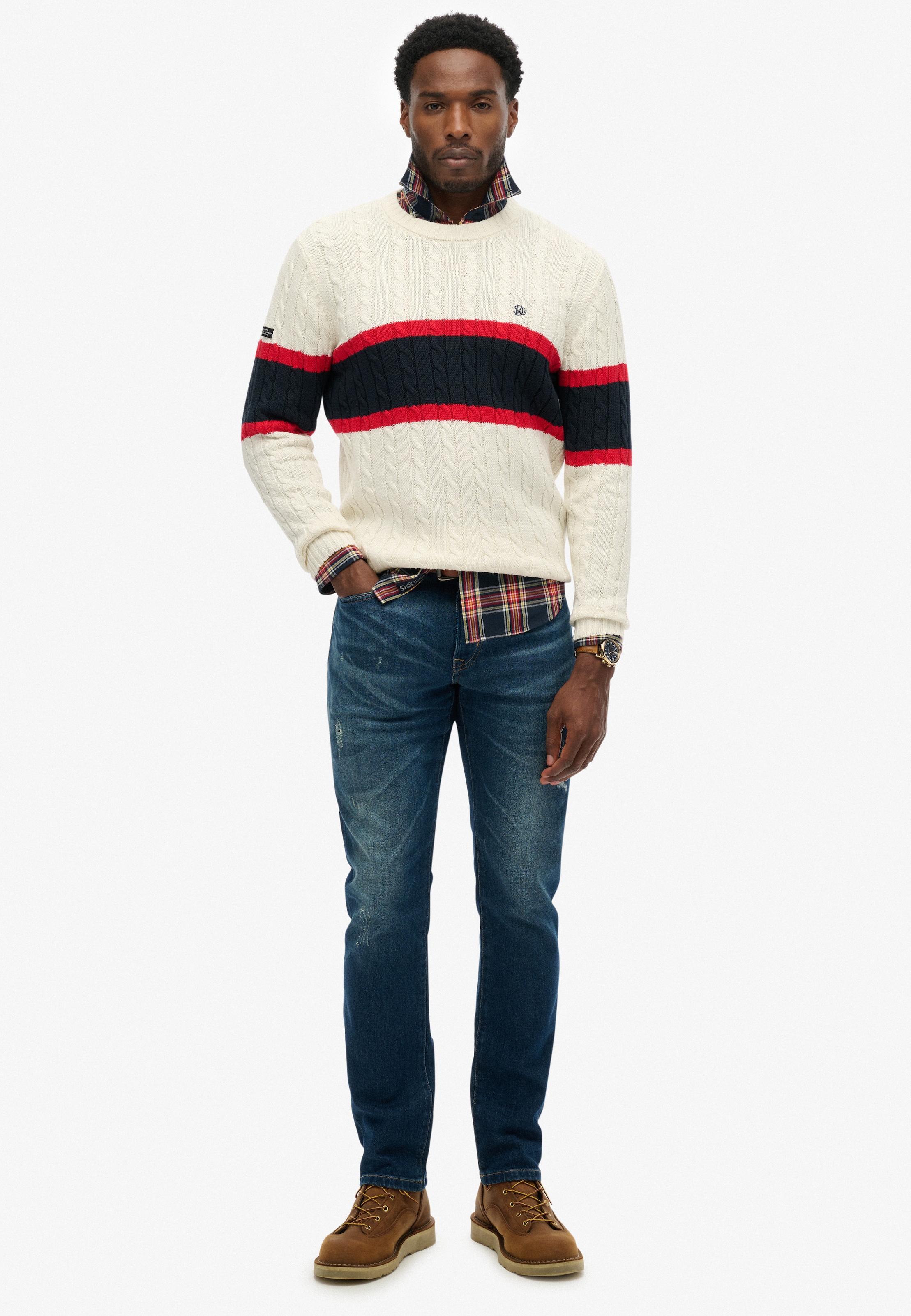 Superdry Strickpullover »Cotton Stripe Cable Jumper«