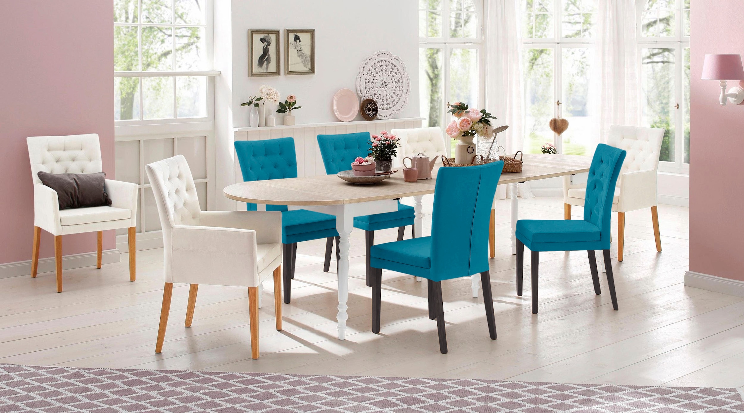 Home affaire 4-Fussstuhl »Colorado«, (Set), 6 St., Luxus-Microfaser, Beine aus Buche, wengefarben lackiert, Im 2er, 4er oder 6er-Set
