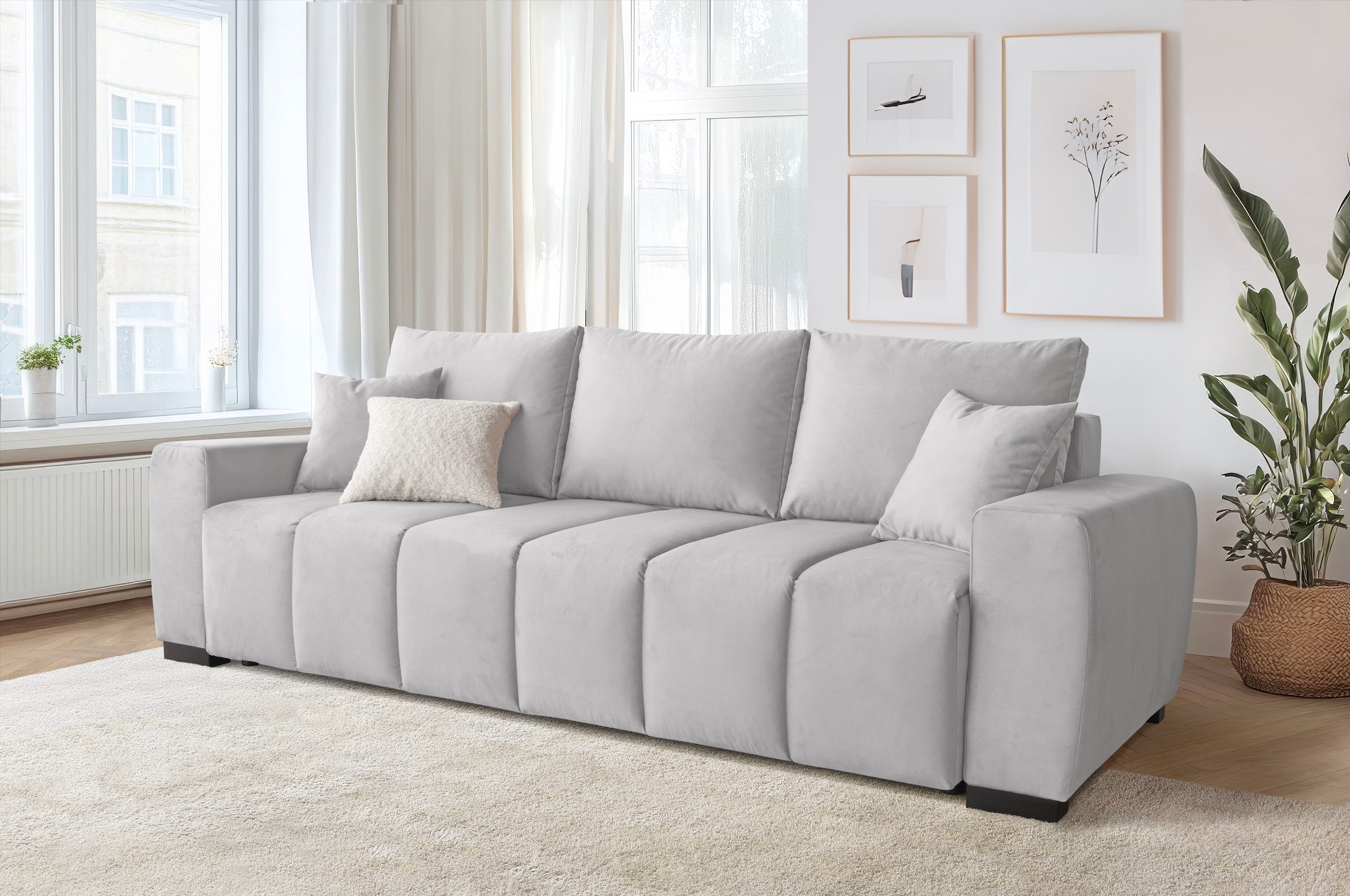 Home affaire Schlafsofa »Bello, B: 239 cm, Liegefl. 142x194 cm« Bettfunktion, Bettkasten & 2 Zierkissen, Federkern