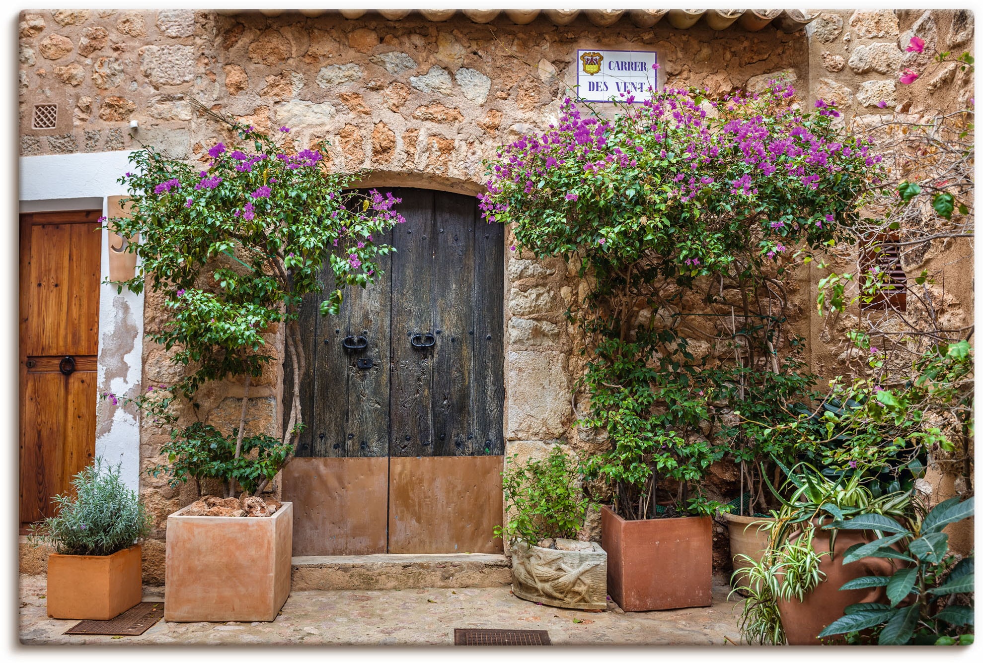 Image of Artland Leinwandbild "Altstadtgasse im Dorf Fornalutx Mallorca" Fenster & Türen 1 Stk. tlg. auf Holzrahmen gespannt