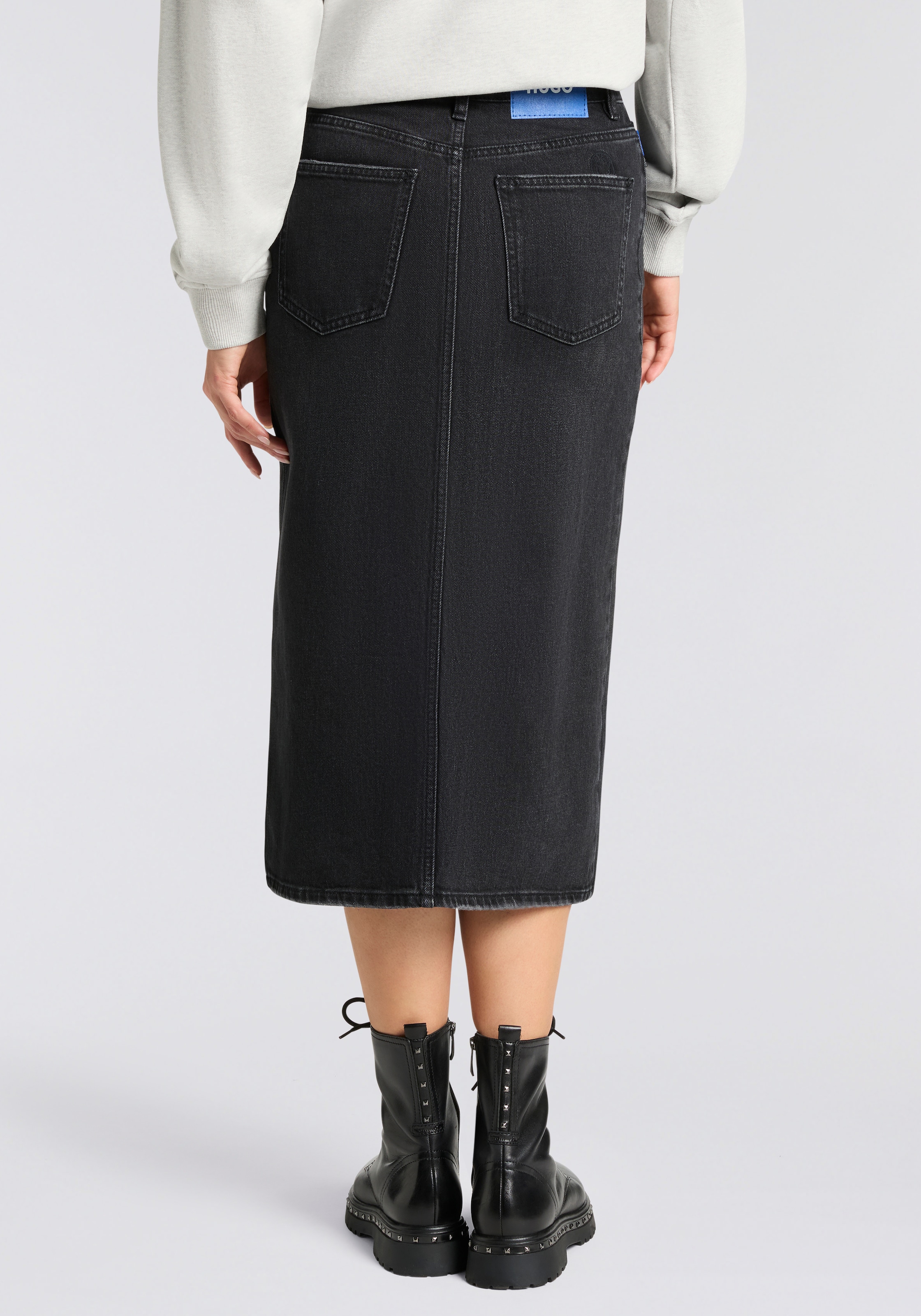 HUGO Blue Jupe en jean »Goja« in Midi-Länge, mit asymmetrischem Schlitz