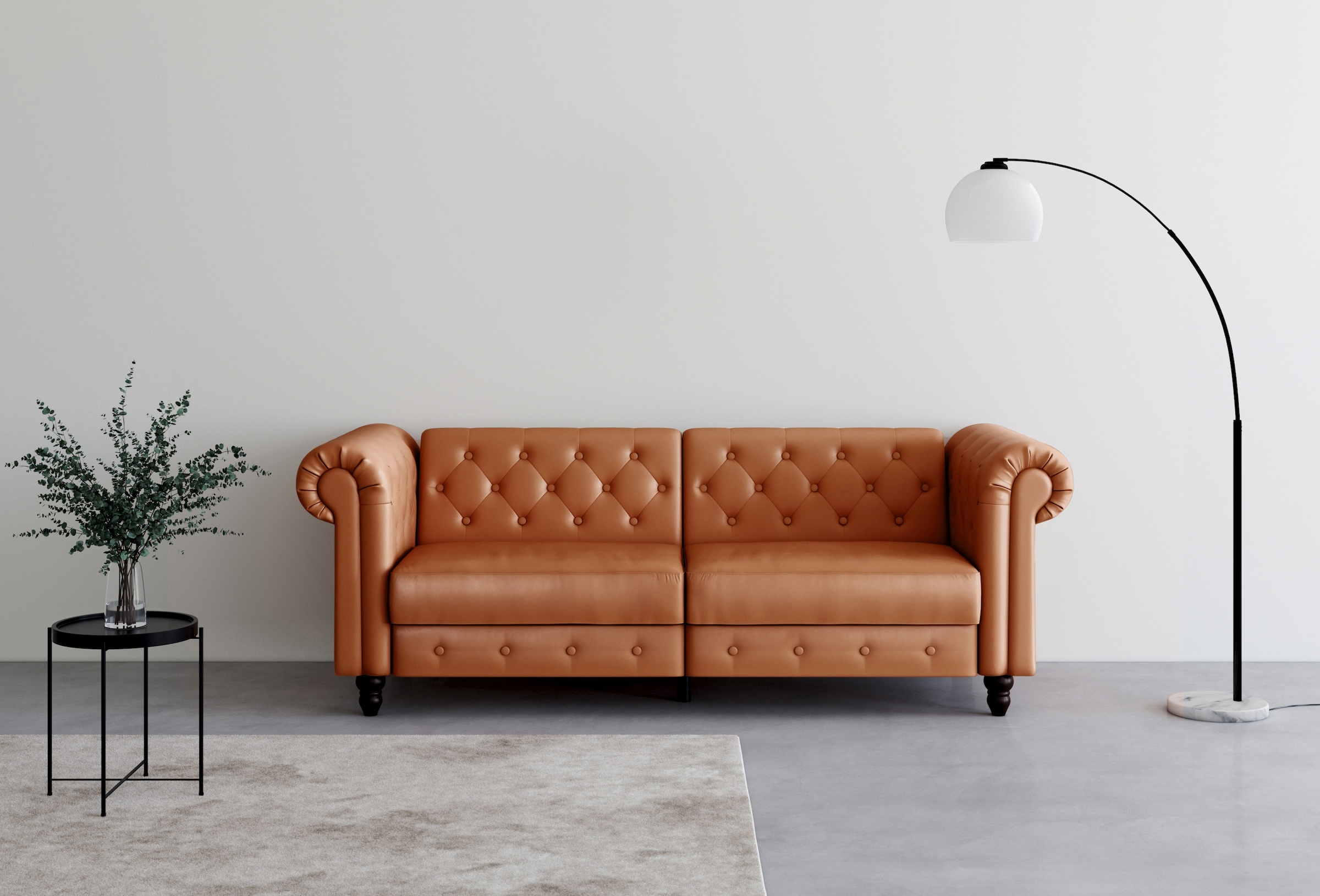 Dorel Home 3-Sitzer »Felix, Schlafsofa 236 cm, (Liegefläche 108x190cm), Rückenlehne«, 3-fach verstellbar, Velours, Kunstleder, Luxus-Microfaser Vintage
