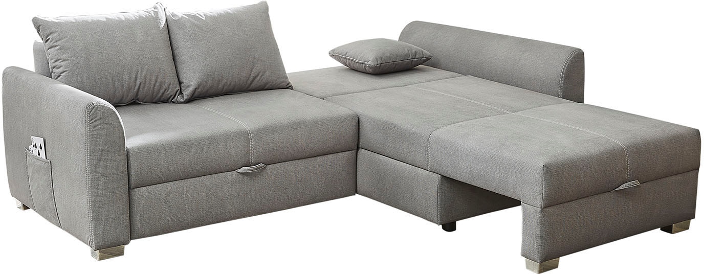 Jockenhöfer Gruppe Ecksofa »Boomer L-Form, B: 236 cm« mit Bettfunktion, Bettkasten & Zierkissen, 2 separate Liegeflächen