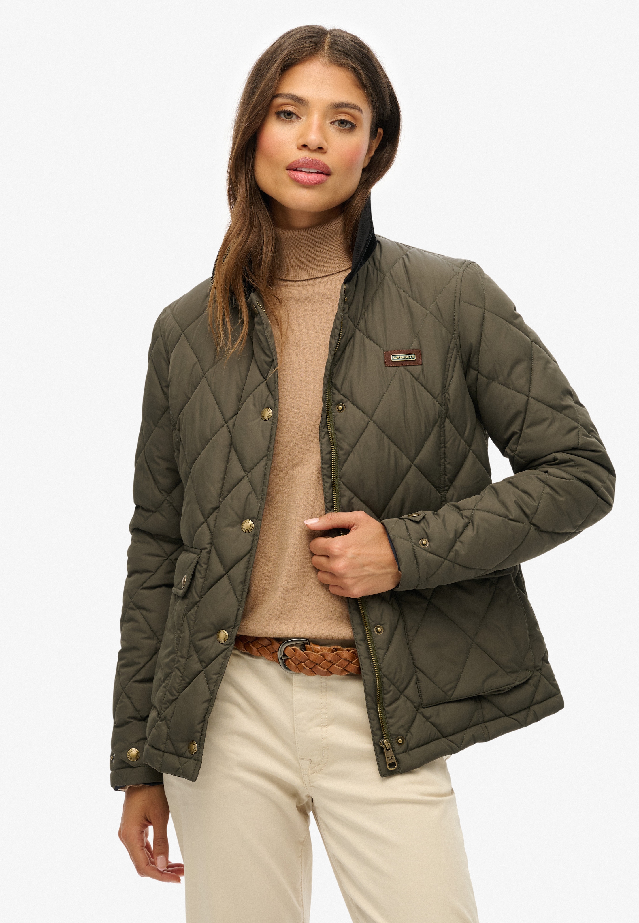 Superdry Veste matelassée »CORD TRIMMED LINER JACKET« ohne Kapuze