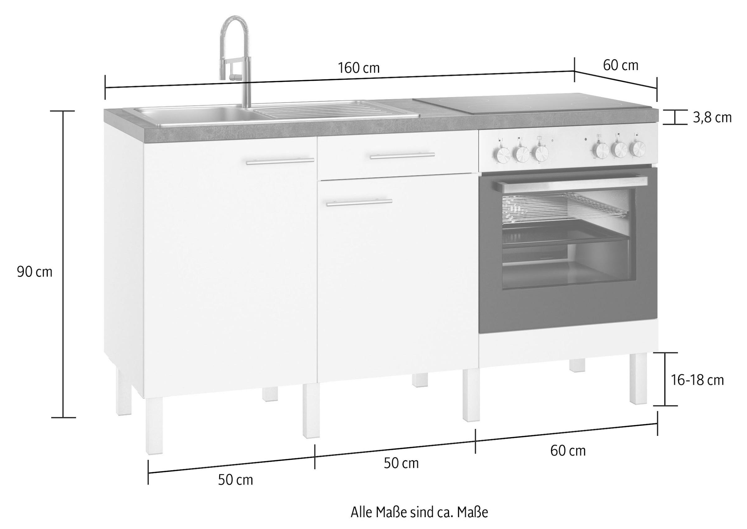 OPTIFIT Küche »Lilly2«, Breite 160 cm, wahlweise mit E-Geräten