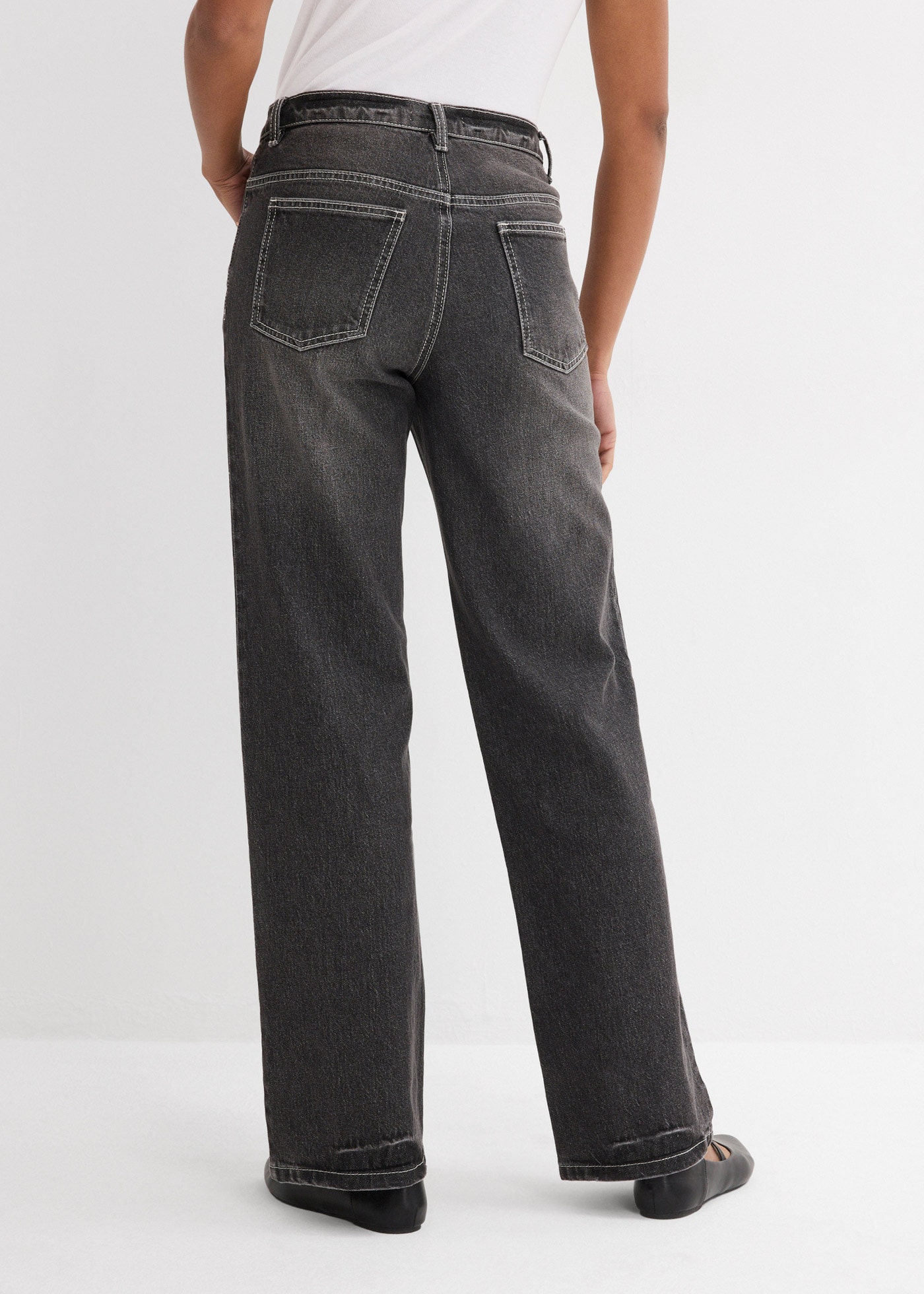 bonprix Weite Jeans loose fit Passform, hoher Bund, aus überwiegend Baumwolle
