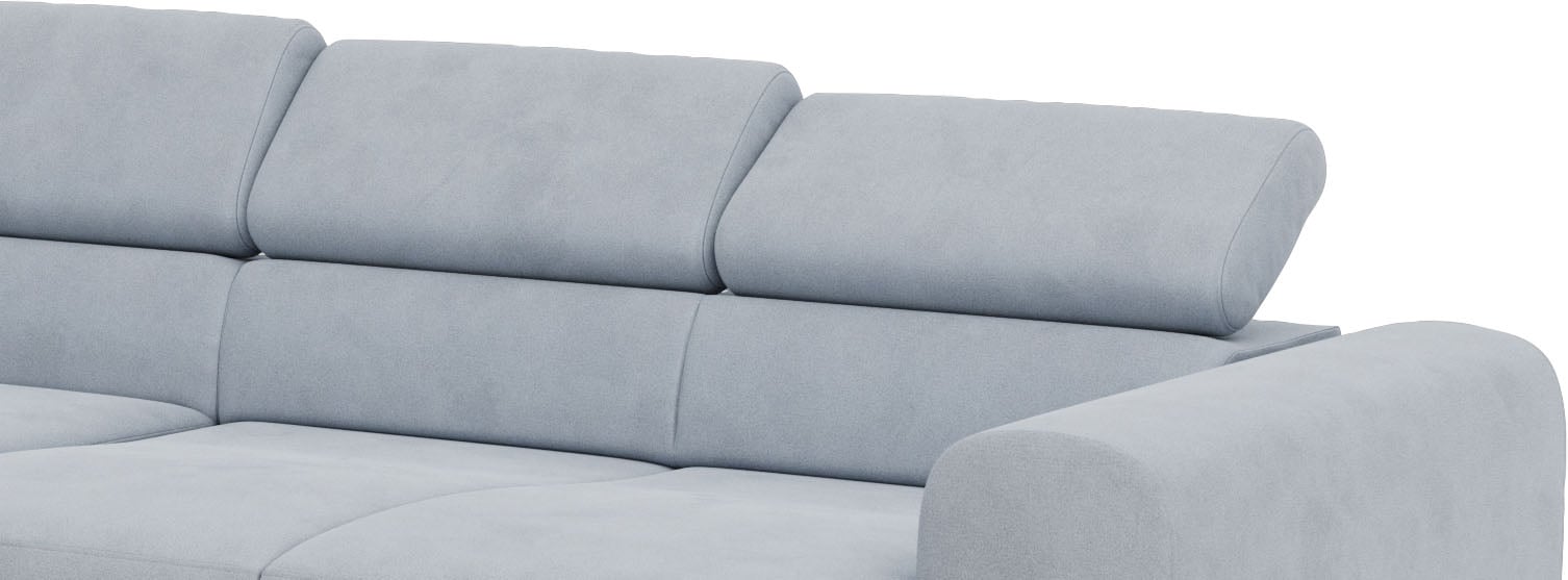 Places of Style Ecksofa »Carlo L-Form«, mit Kopfteilverstellung & Holz-Rahmenoptik, wahlweise Relaxfunktion