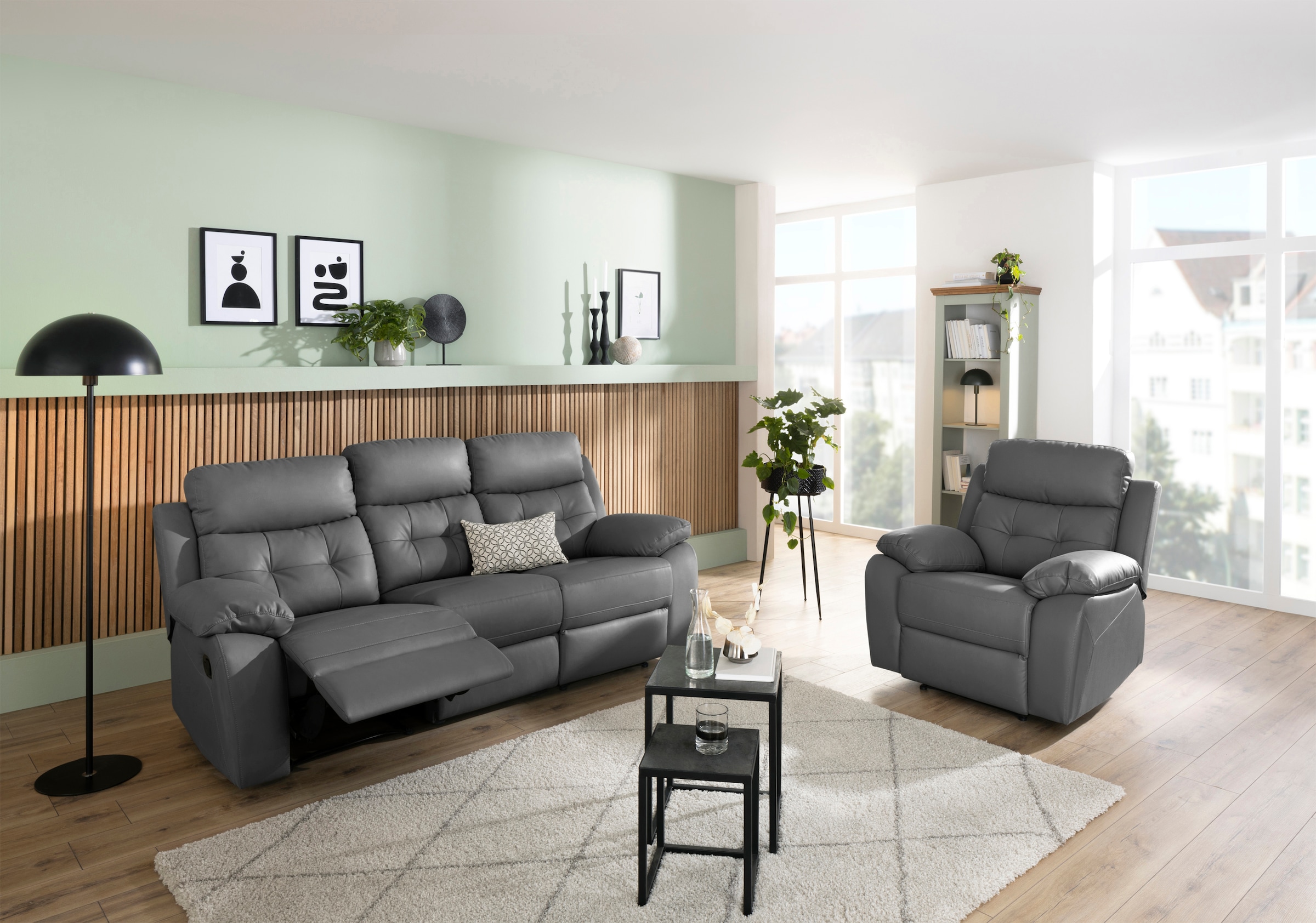 Home affaire Relaxsessel »Lannilis mit Liegefunktion, Fernsehsessel«, mit manueller und elektrischer Relaxfunktion, grau