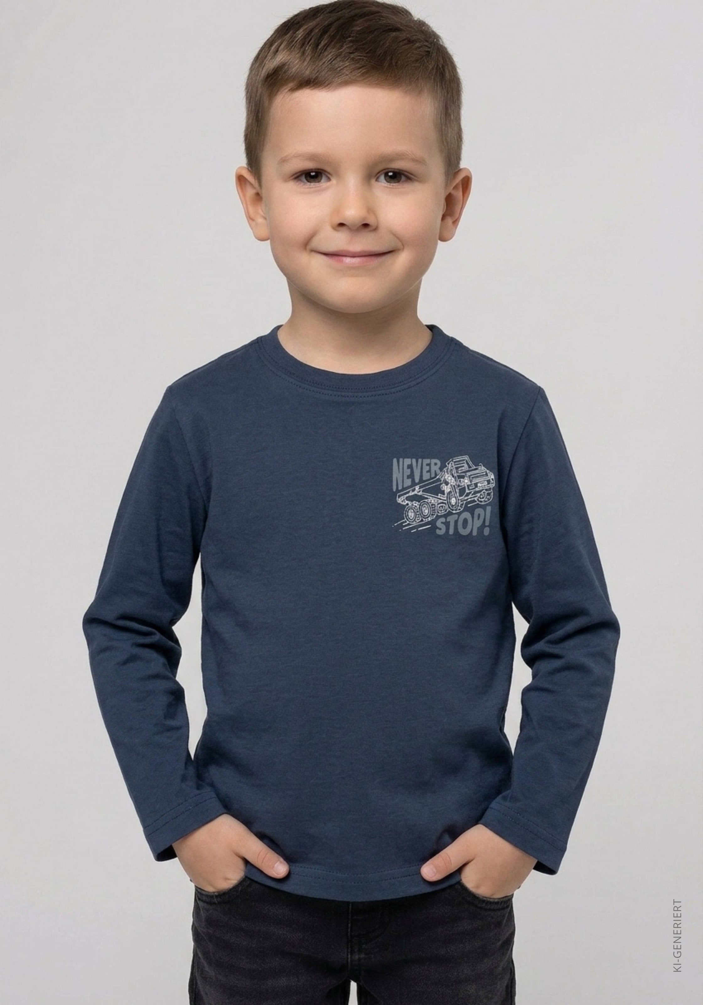 STACCATO T-shirt à manches longues 2 2er Pack, mit Kran-Bagger-Motiv, für Boys