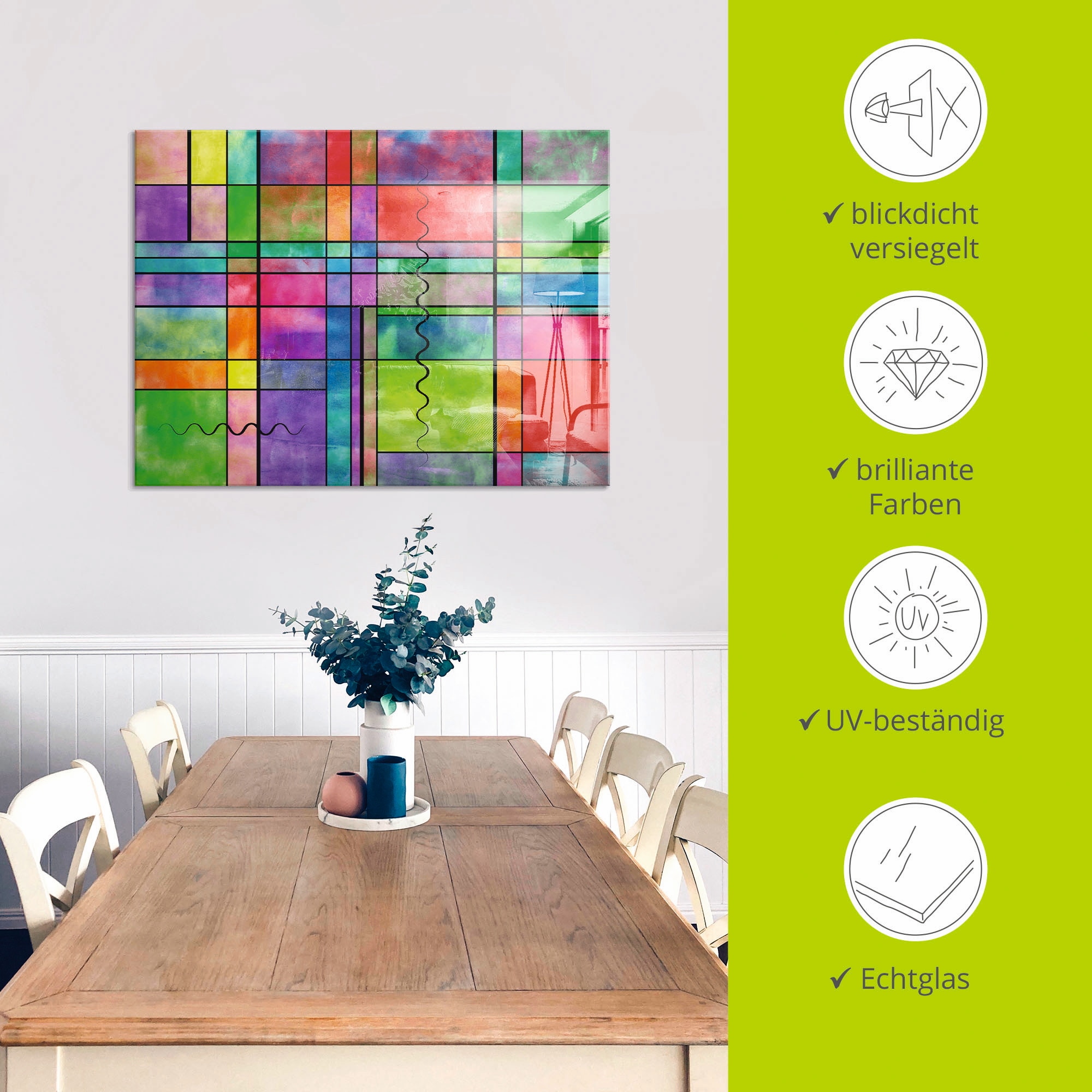 Artland Glasbild »Bunt Abstrakt« Muster 1 Stk. tlg. in verschiedenen Grössen