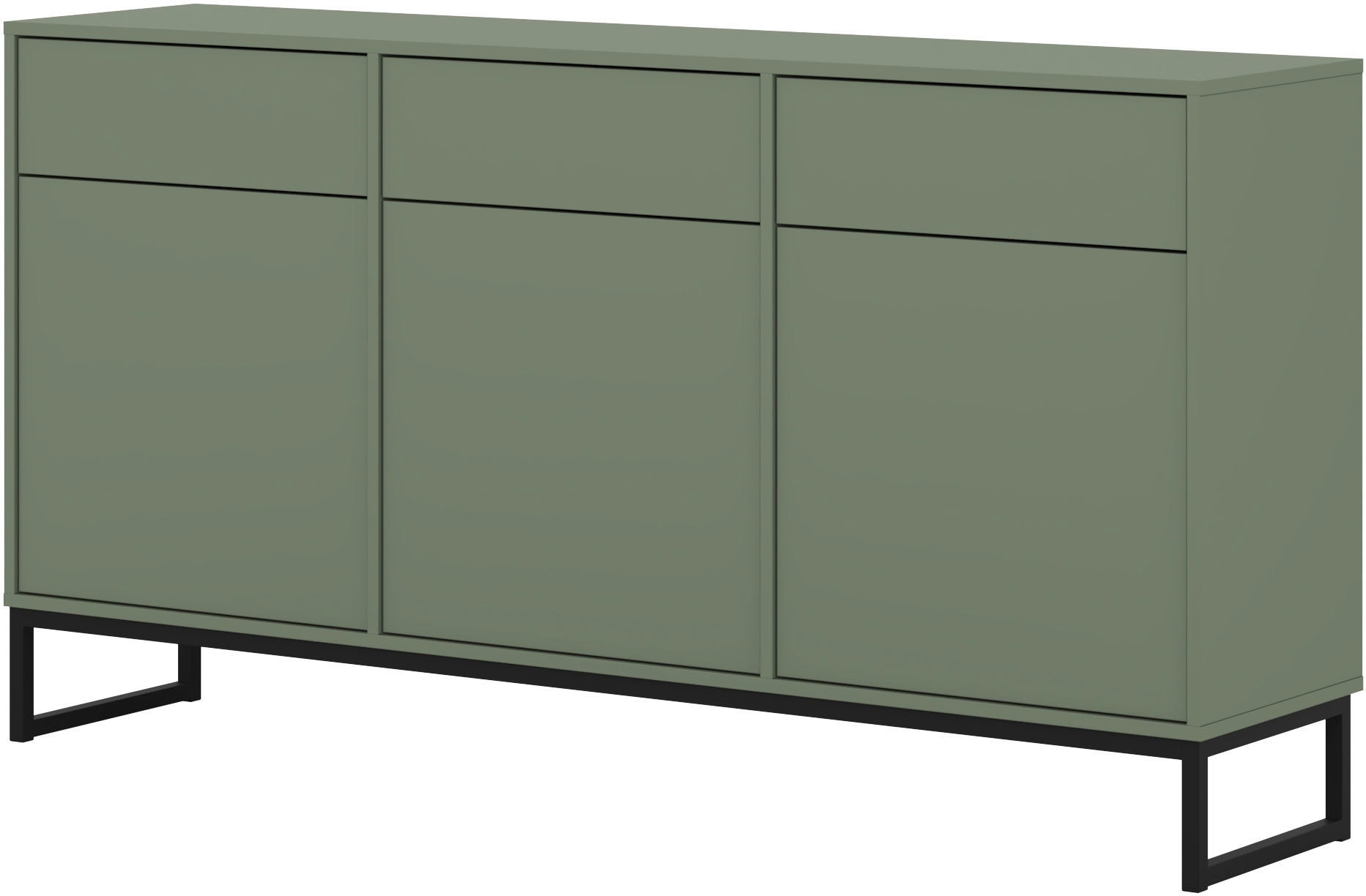 GOODproduct Sideboard »Loft, Breite 157 cm, grifflose Kommode 3 Türen/3 Schubkästen.« Schubladenschrank mit viel Stauraum, Einlegeböden verstellbar