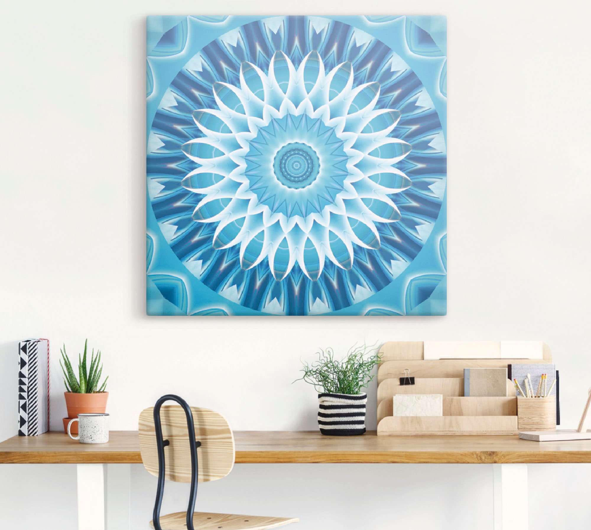 Artland Tableau sur toile »Mandala blau Blüte« 1 cuis tlg. auf Holzrahmen gespannt