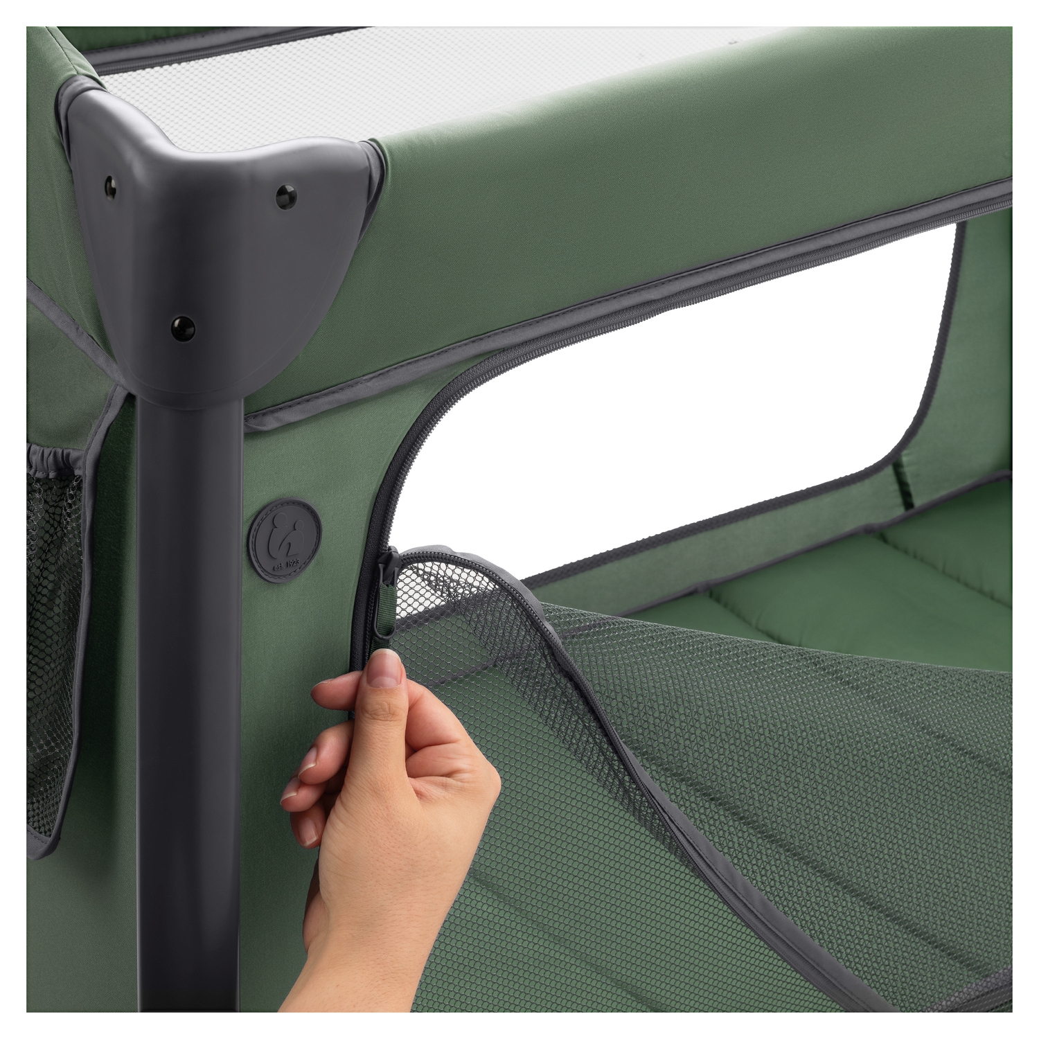 Hauck Lit de voyage pour bébé »Play N Relax Center, darkgreen« inkl. Neugeboreneneinhang, Wickelmulde, Ausstieg, Räder