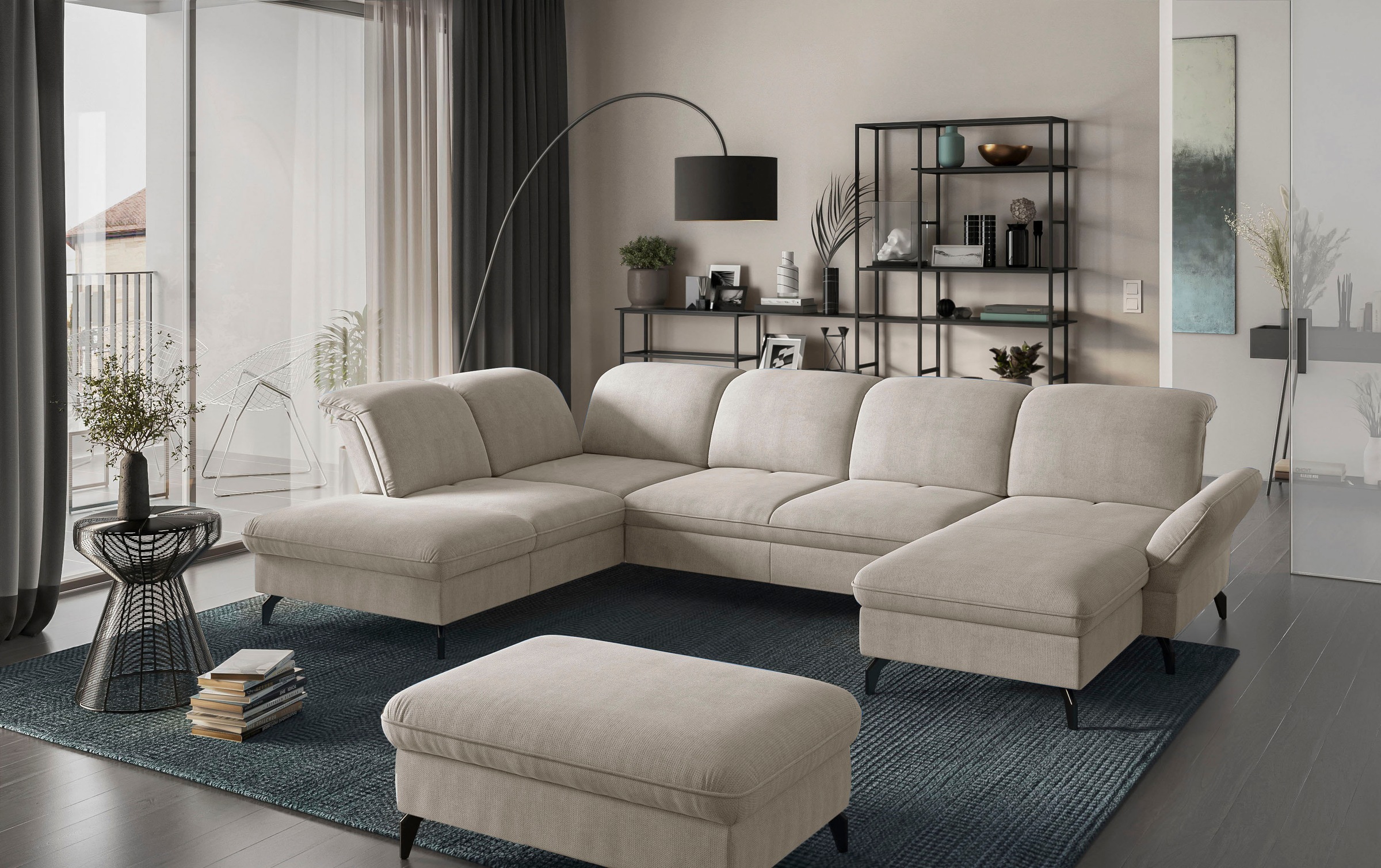 sit&more Wohnlandschaft »Leandro U-Form«, Wahlweise mit Bett-, Kopfteil - und Armlehnfunktion, sowie Bettkasten