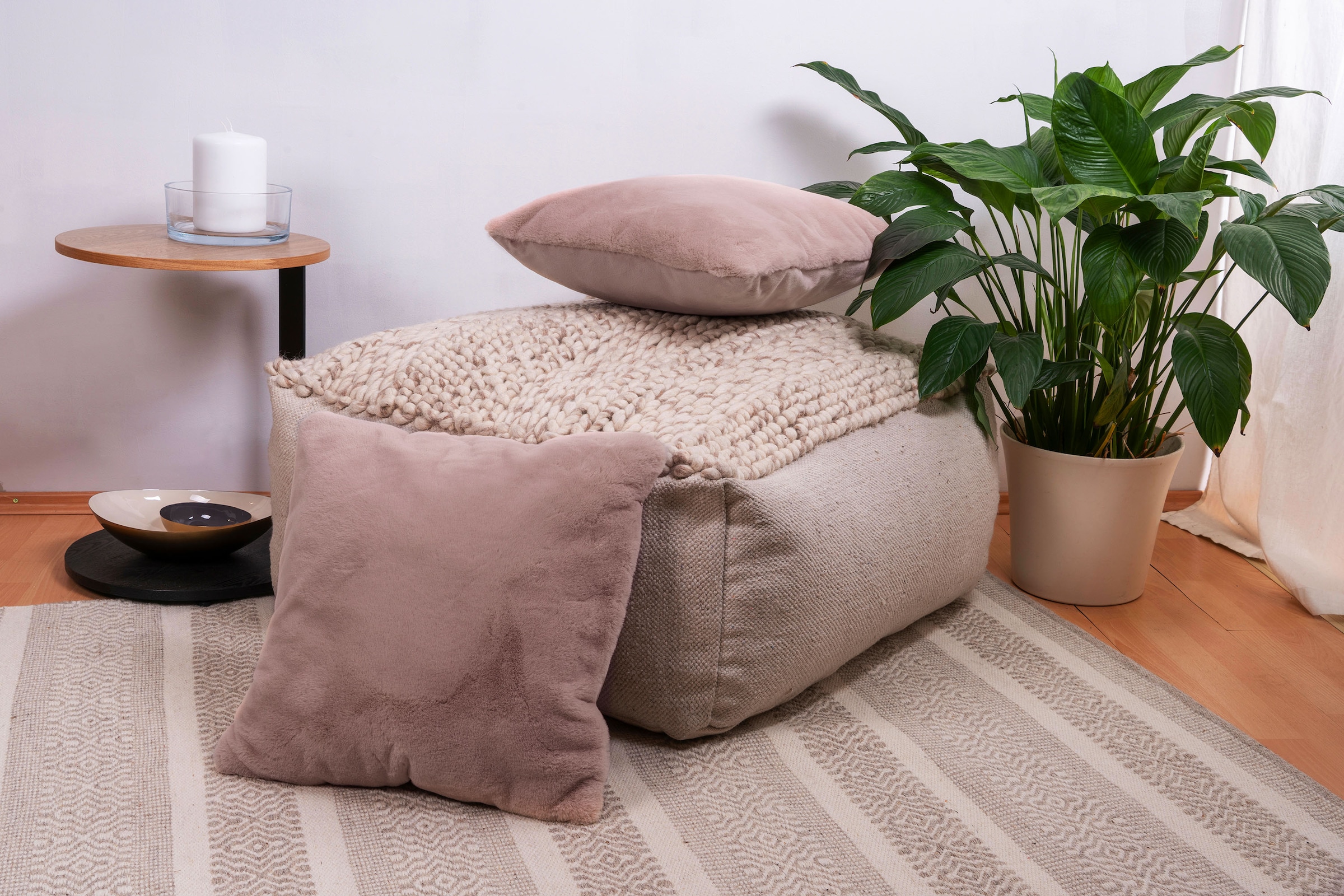 Kenda Sand Fellkissen »Dekokissen Aimee 625 2er-Set« Kissen inkl. Füllung mit flauschigem Stoffbezug
