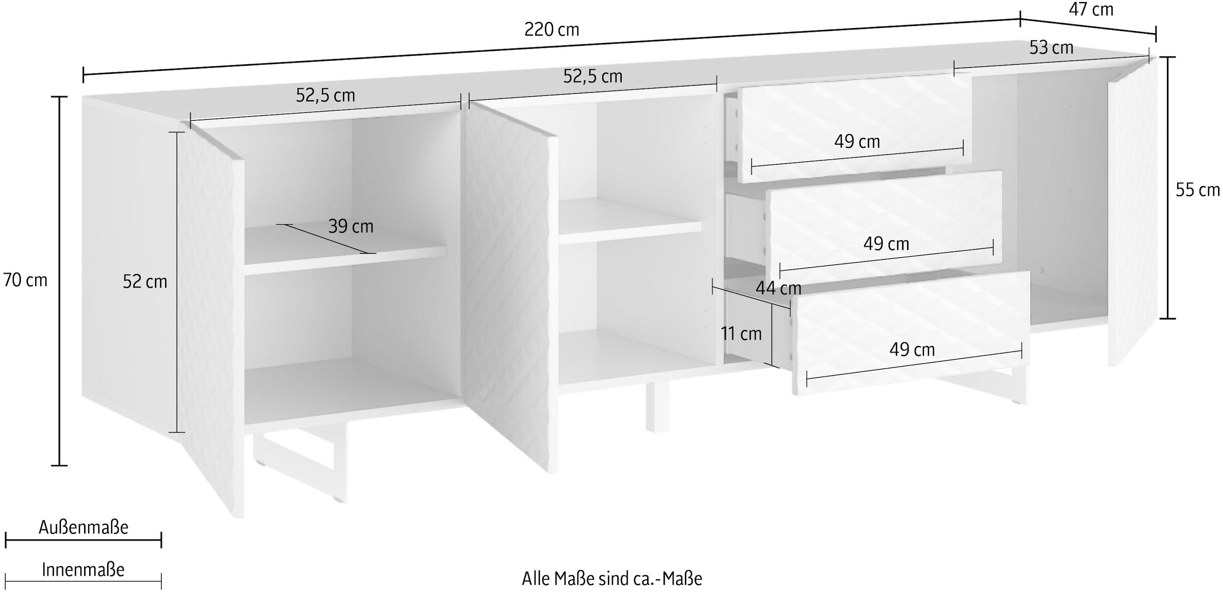 DIVENTA Sideboard »KORFU«, Breite 220 cm