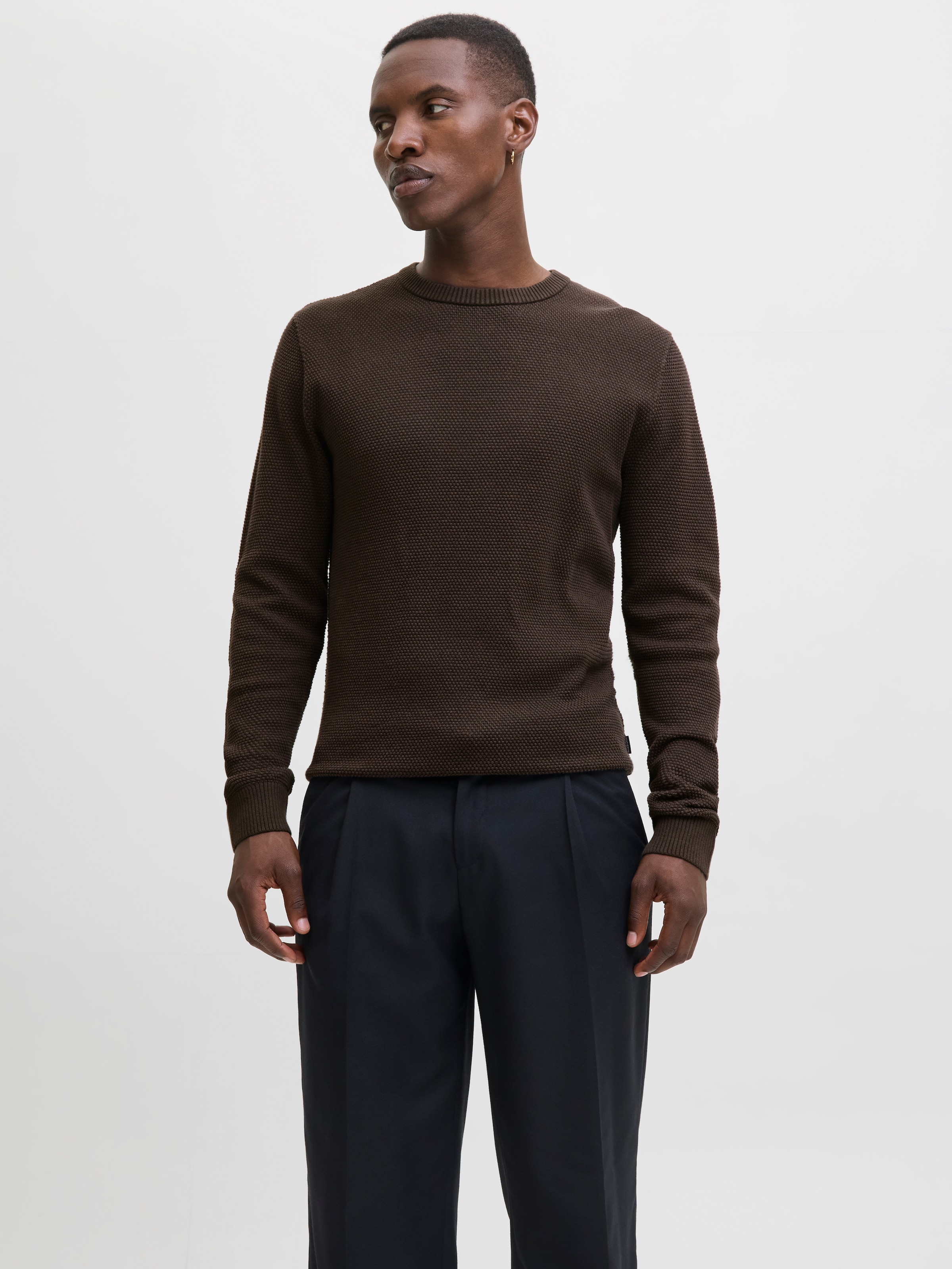 Image of Jack & Jones Rundhalspullover "JJEGLOBE KNIT CREW NECK NOOS" in Strick Optik