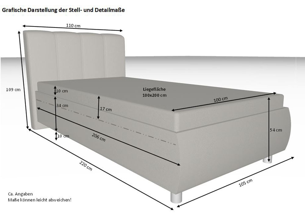 hapo Polsterbett »Clara erhältlich in den Breiten 100, 160, 180 & 200cm« in verschiedenen Matratzenqualitäten, Härtegraden und Farben verfügbar