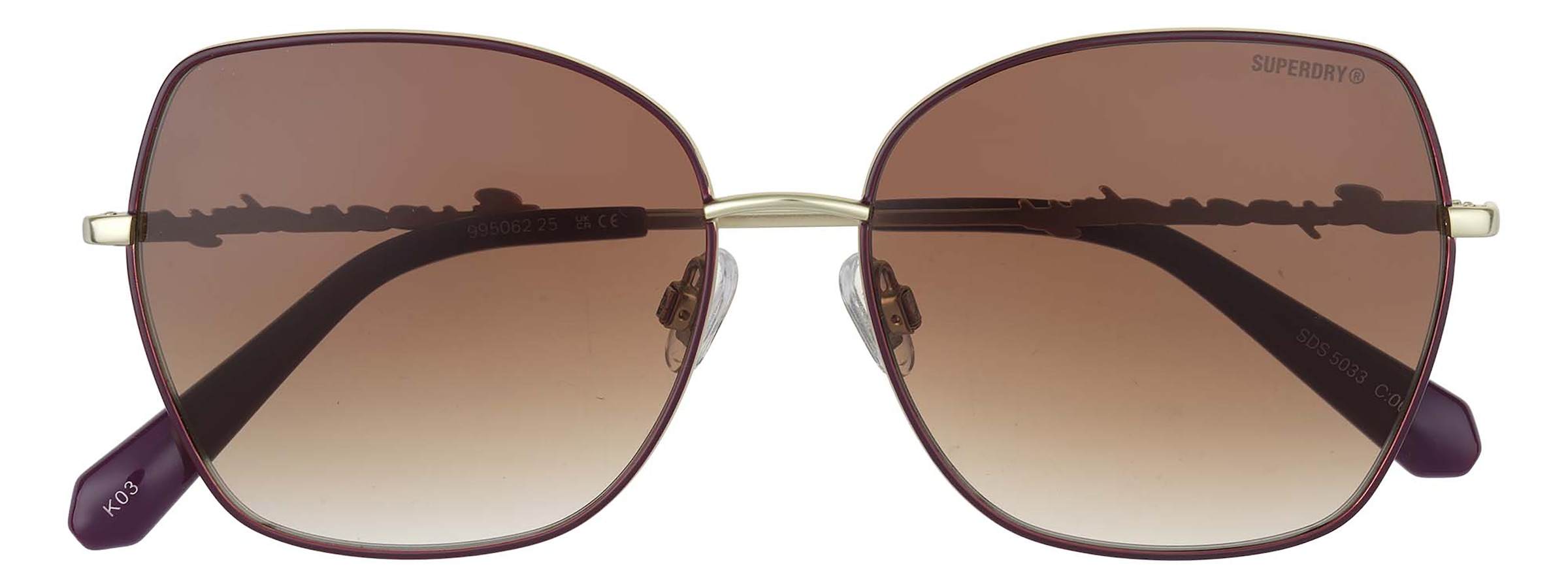 Superdry Sonnenbrille »Modell 995062« Form Butterfly, Logoschriftzug auf Bügel, Metallfassung
