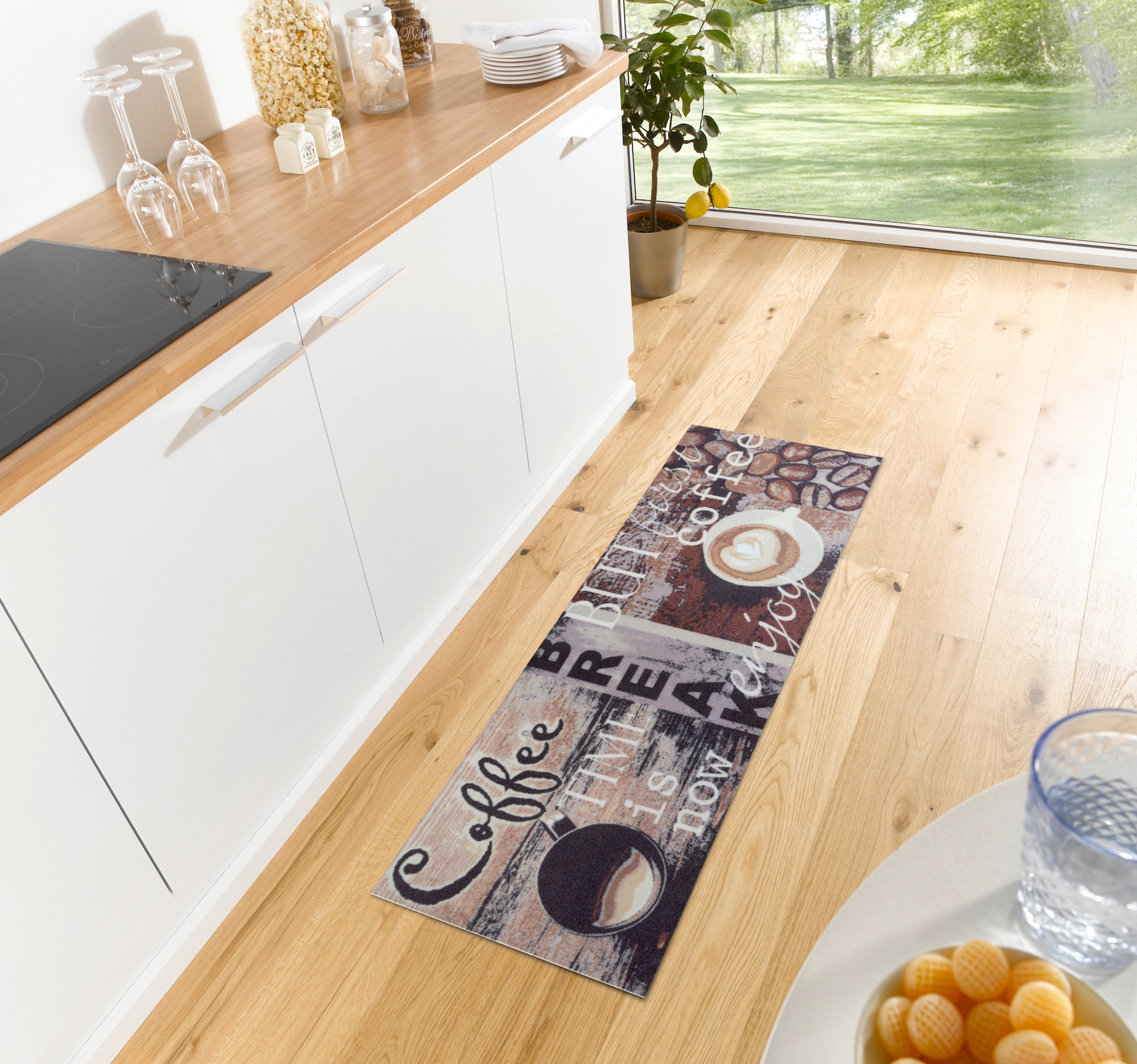 HANSE Home Küchenläufer »Enjoy Coffee Break«, rechteckig, 3 mm Höhe, Läufer, Rutschfest, Küchenteppich, Motiv Kaffee, Pflegeleicht