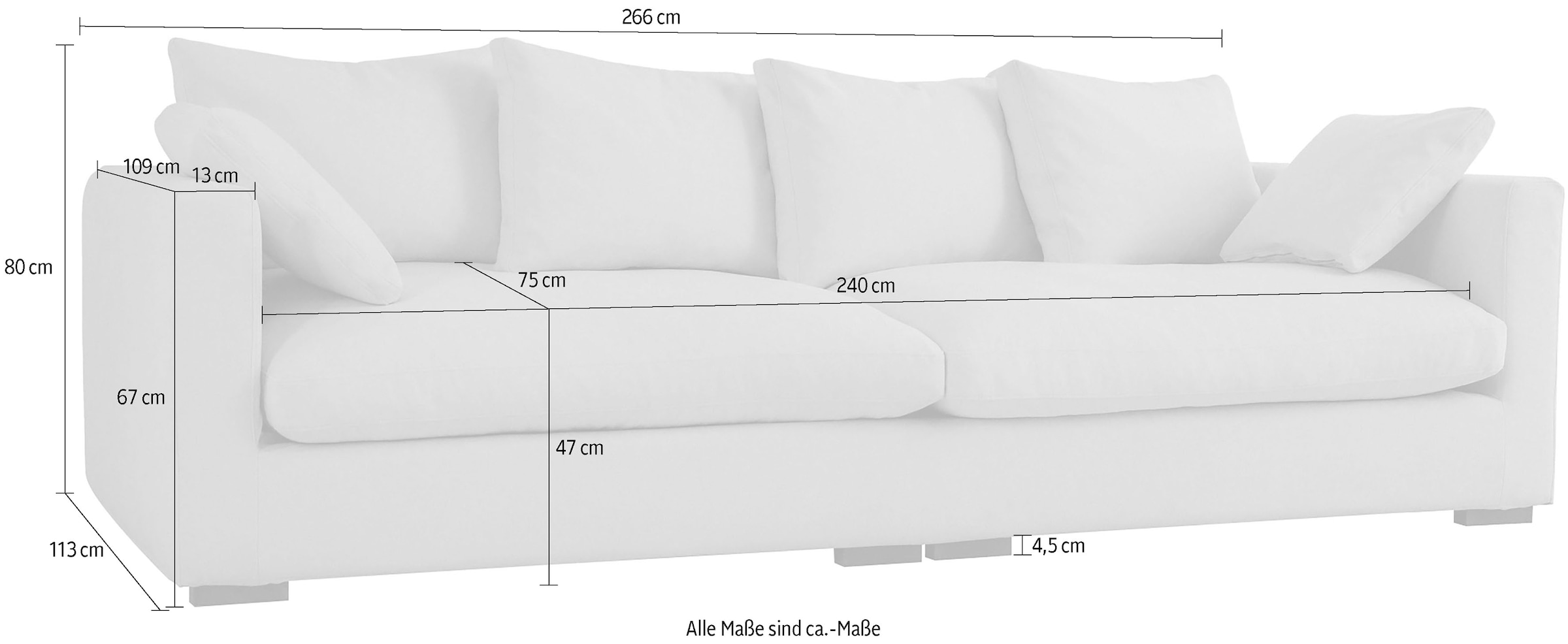 Home affaire Big-Sofa »Comfy« extra weich und kuschelig, Füllung mit Federn und Daunen