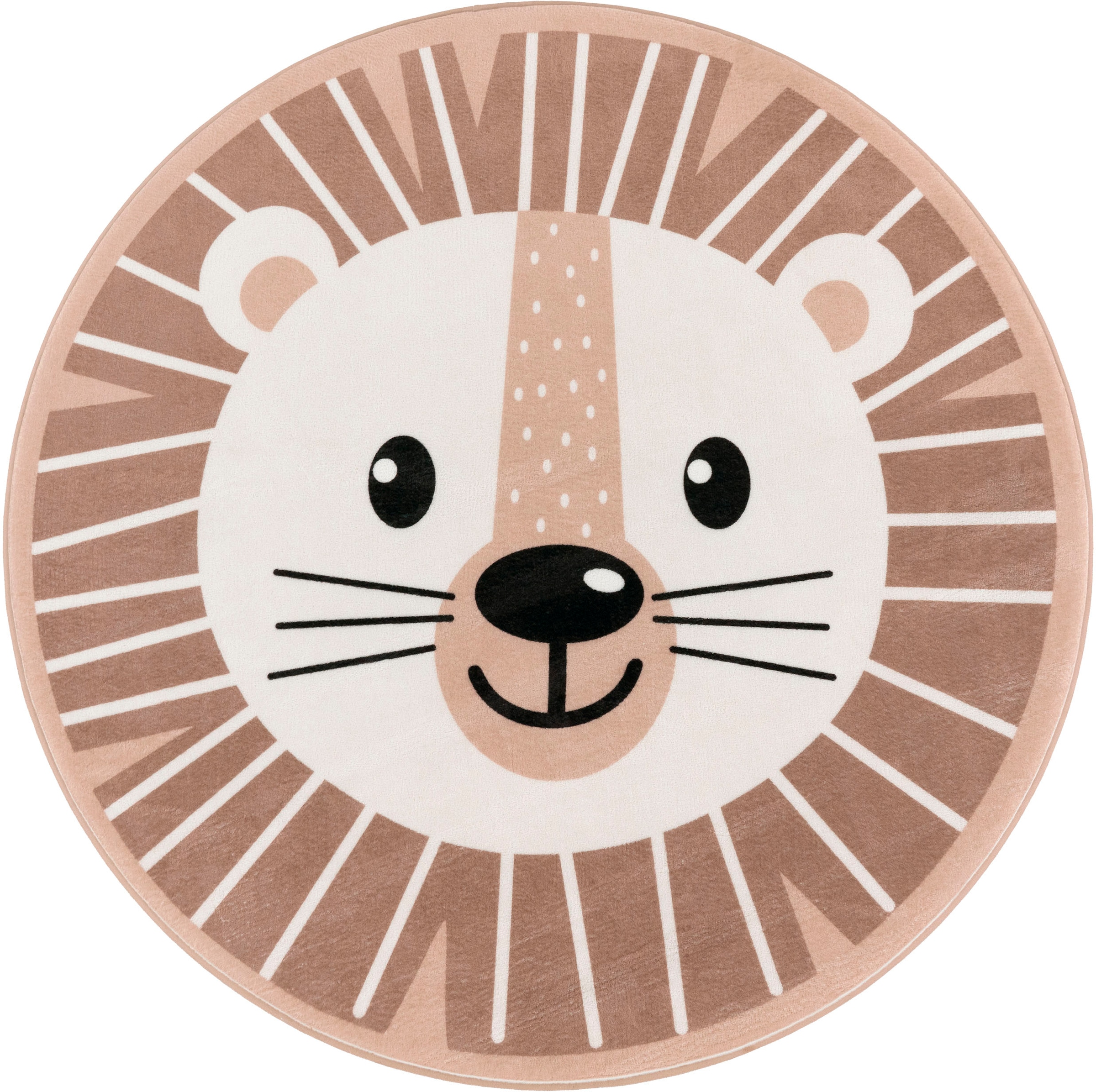 Image of Paco Home Kinderteppich "Chicos 556" rund 2 mm Höhe Flachgewebe, Motiv Löwe, Kinderzimmer