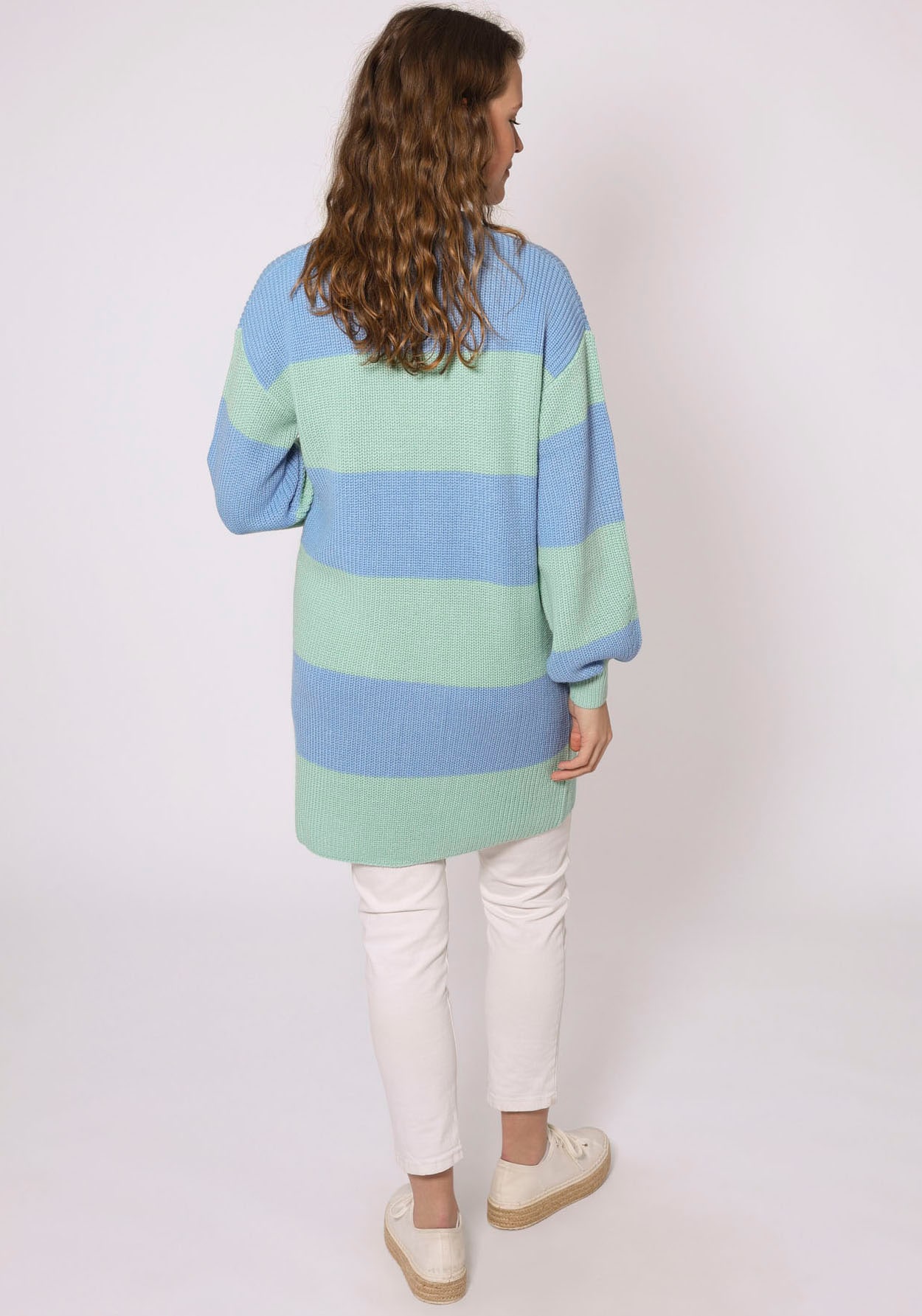 Zwillingsherz Cardigan »"Katja"«, One Size, Wollanteil, Langarm, Blockstreifen, ohne Verschluss