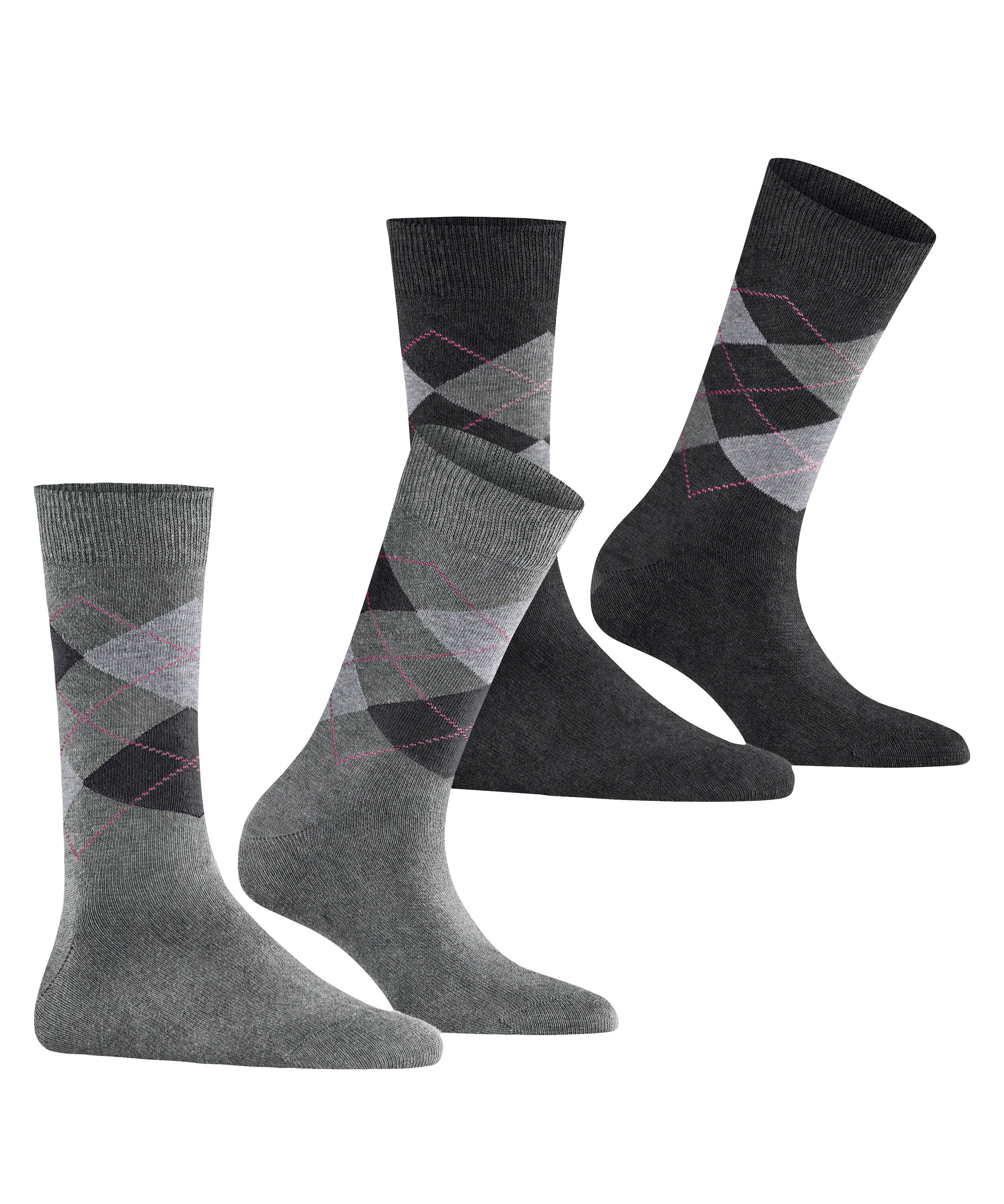 Burlington Chaussettes »Everyday Argyle« 2 paires,  taille unique 36-41, motif argyle, coton peigné