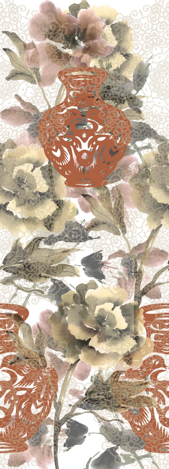 Image of queence Vinyltapete "Charles" Motiv bedruckt botanisch floral gemustert natürlich glatt 90x250cm, selbstklebend, kinderleichte Anbringung, Sticker