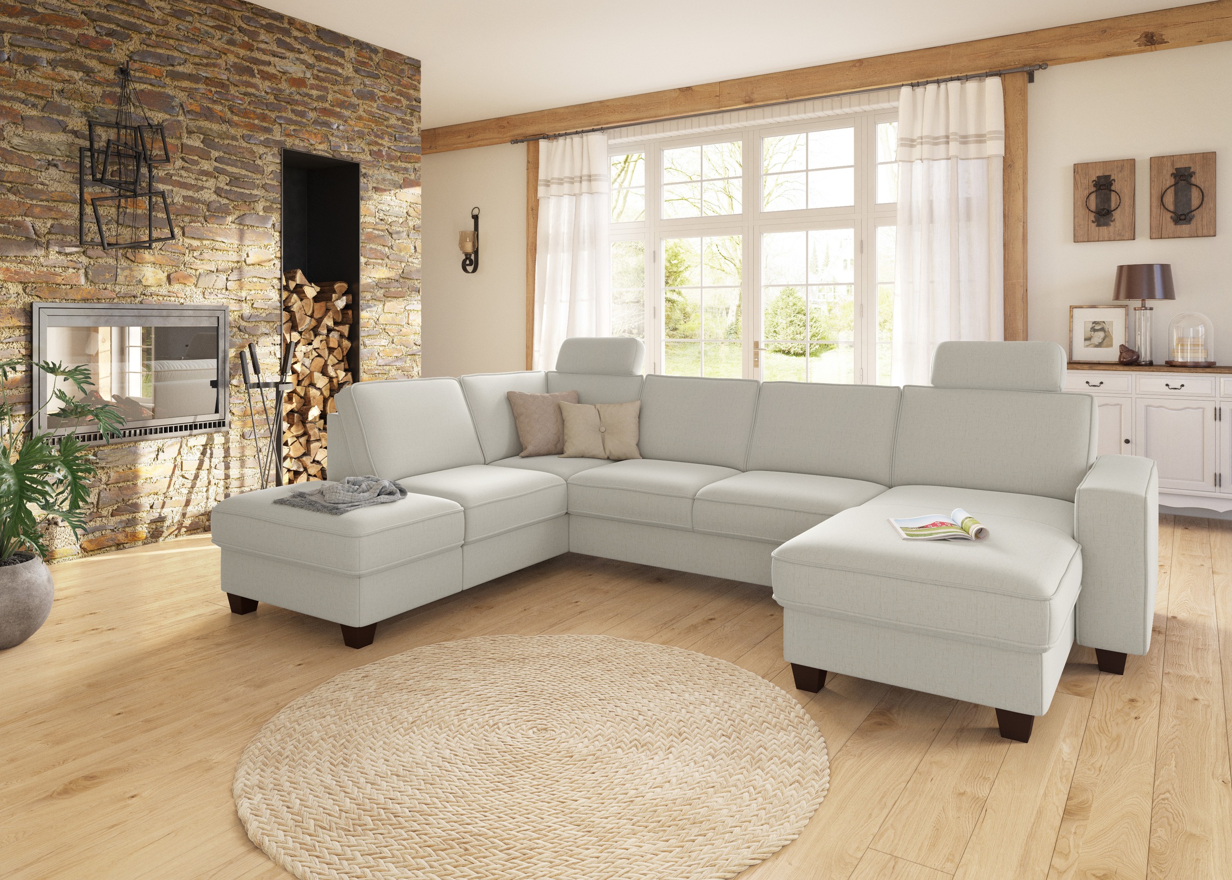 Home affaire Wohnlandschaft »County U-Form« wahlweise Ottomane links oder rechts, mit Federkern-Polsterung