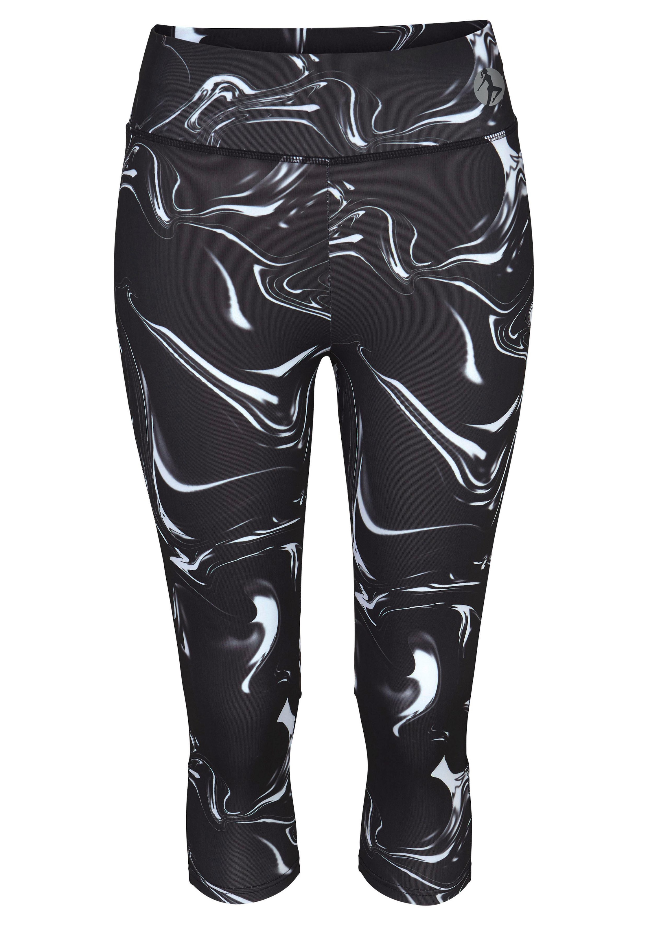 LASCANA ACTIVE Caprileggings »-Sporthose Black Marble«, mit breitem Bund