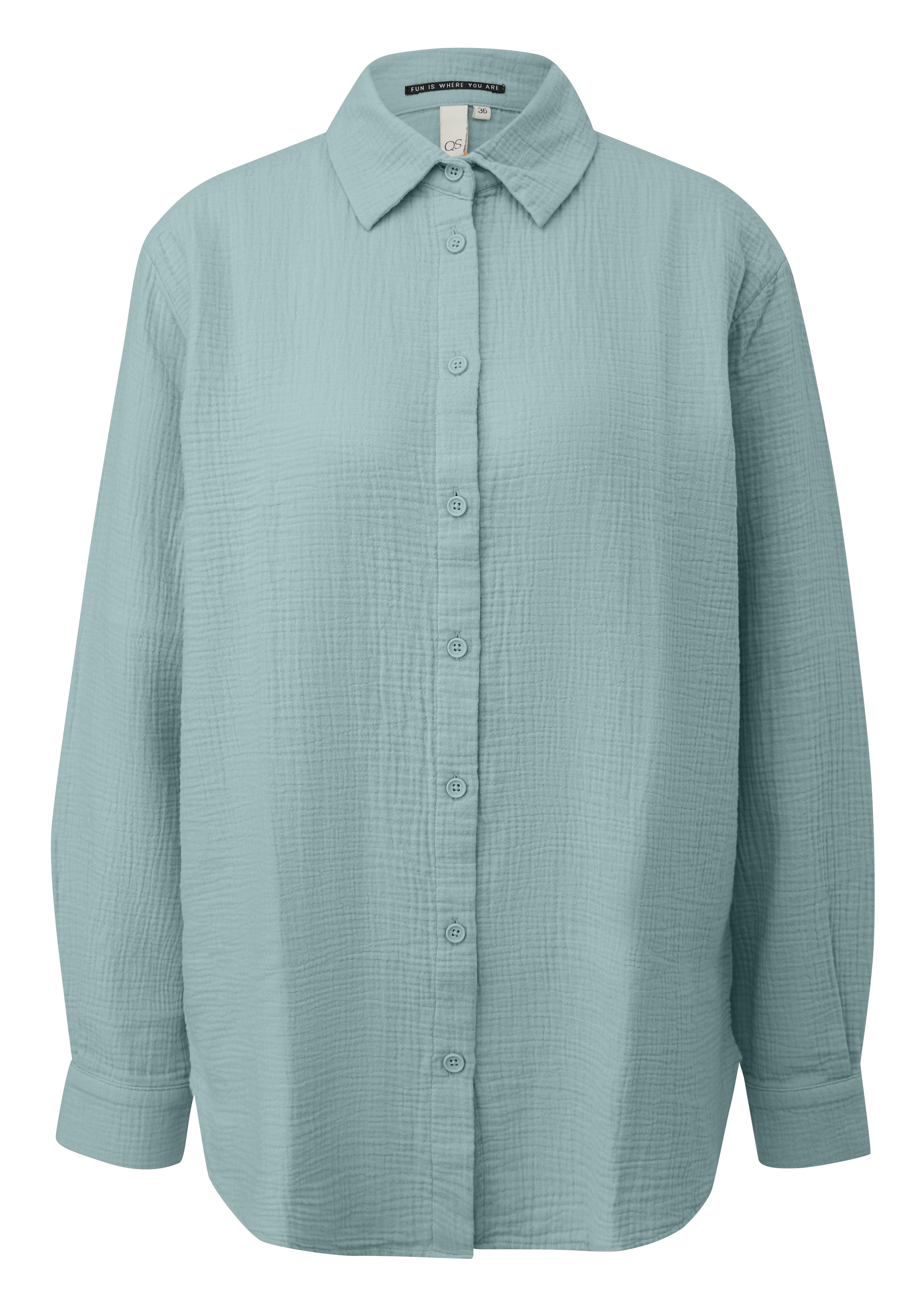 QS Langarmbluse Bluse extra lang, in Crashed-Optik