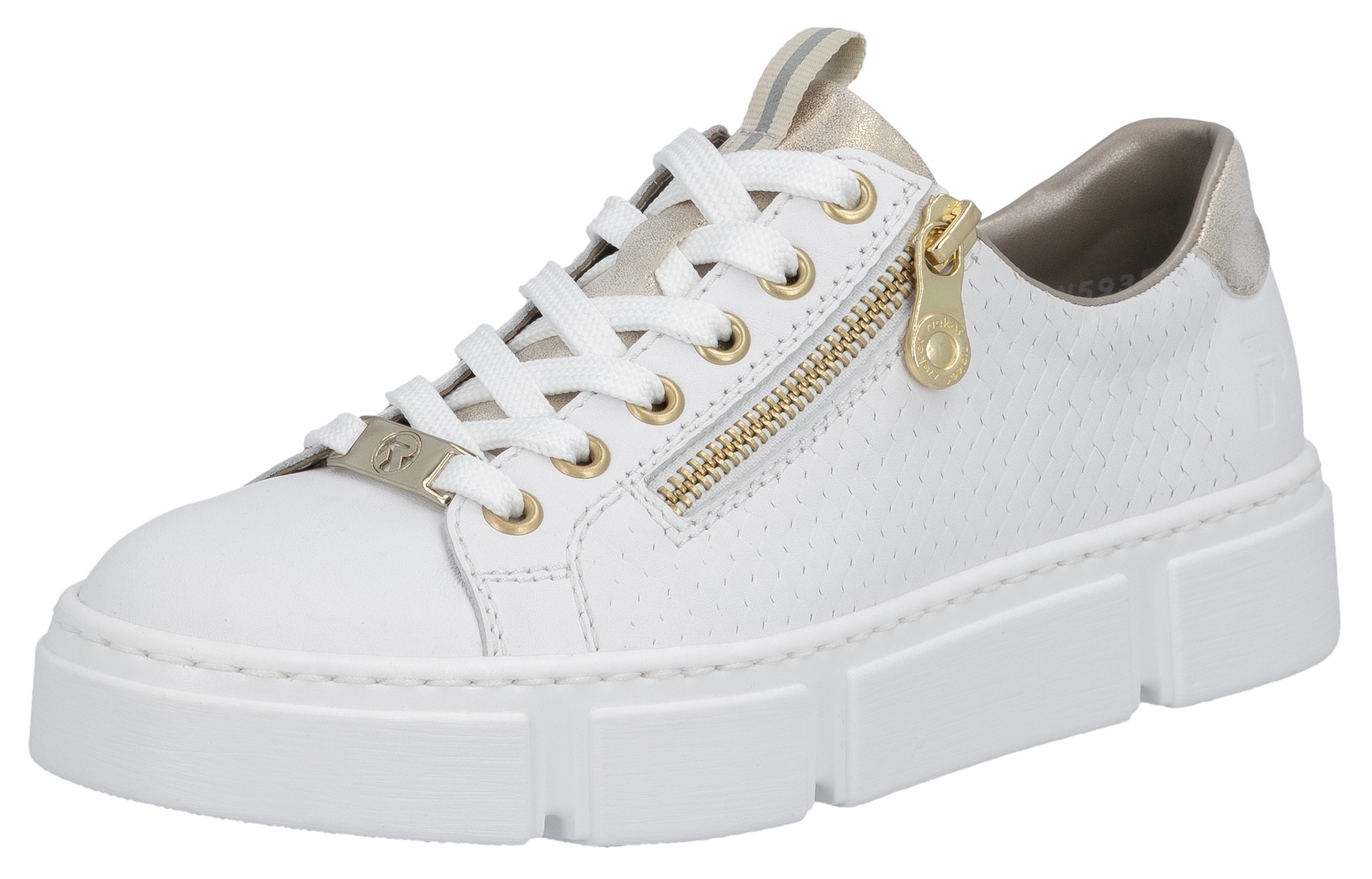 Image of Rieker Plateausneaker mit goldfarbenen Details, Freizeitschuh, Halbschuh, Schnürschuh