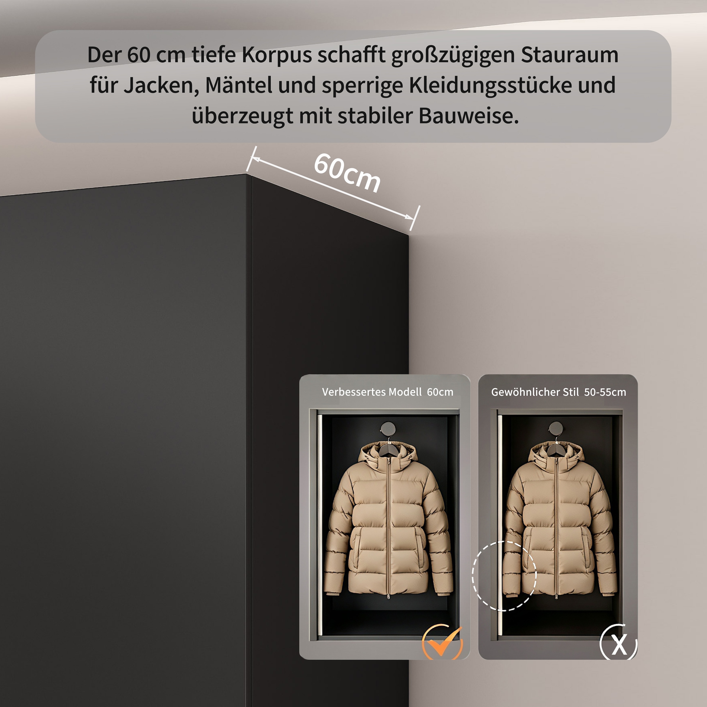 GOODproduct Kleiderschrank »Jorella Schlafzimmerschrank Garderobe mit Softclose Türen Glastüren« eleganter Schlafzimmerschrank Rillendesign Trend Breite 241cm Grauglas