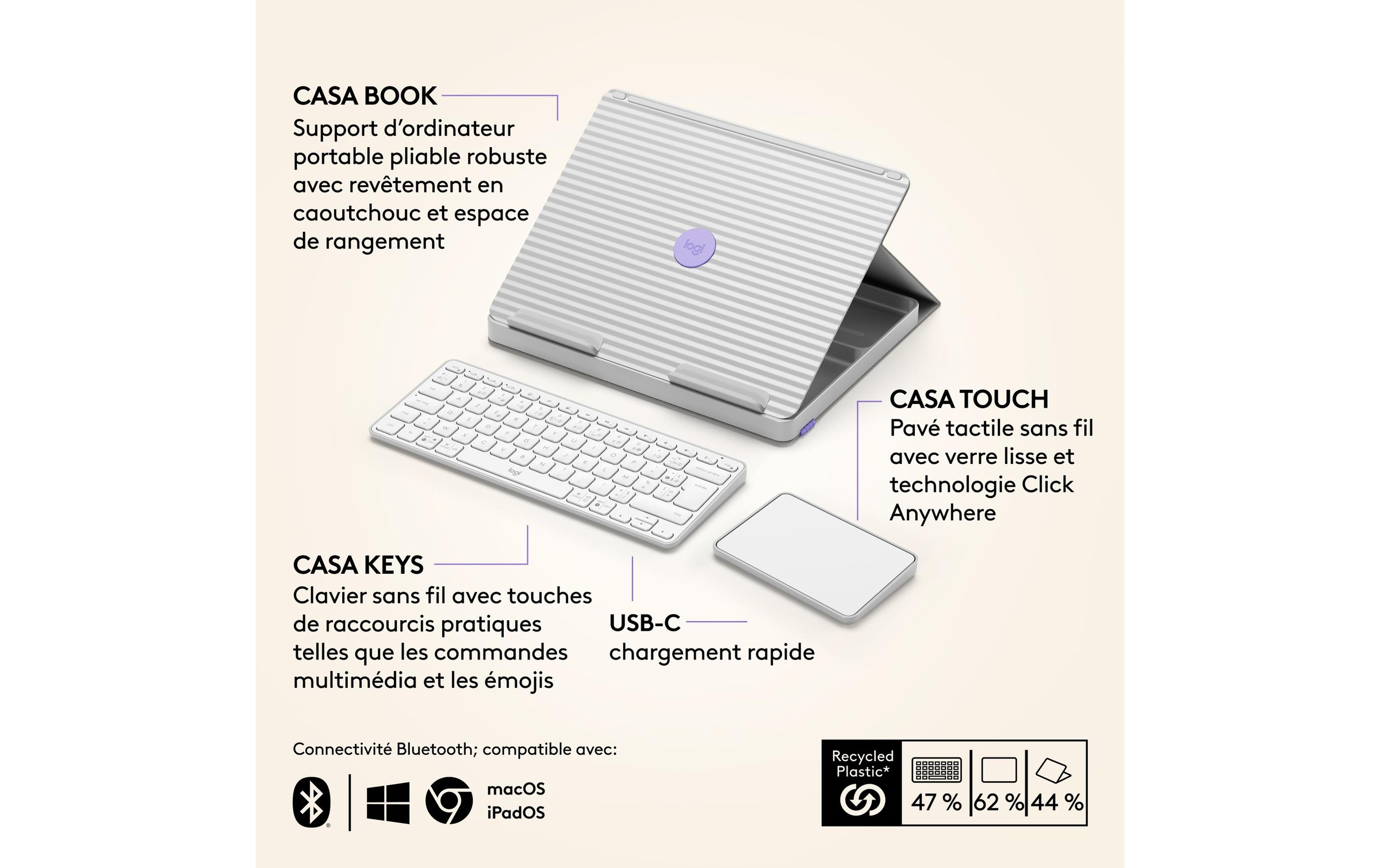 Logitech Clavier de tablette »Cover Casa Pop-Up Desk« ()