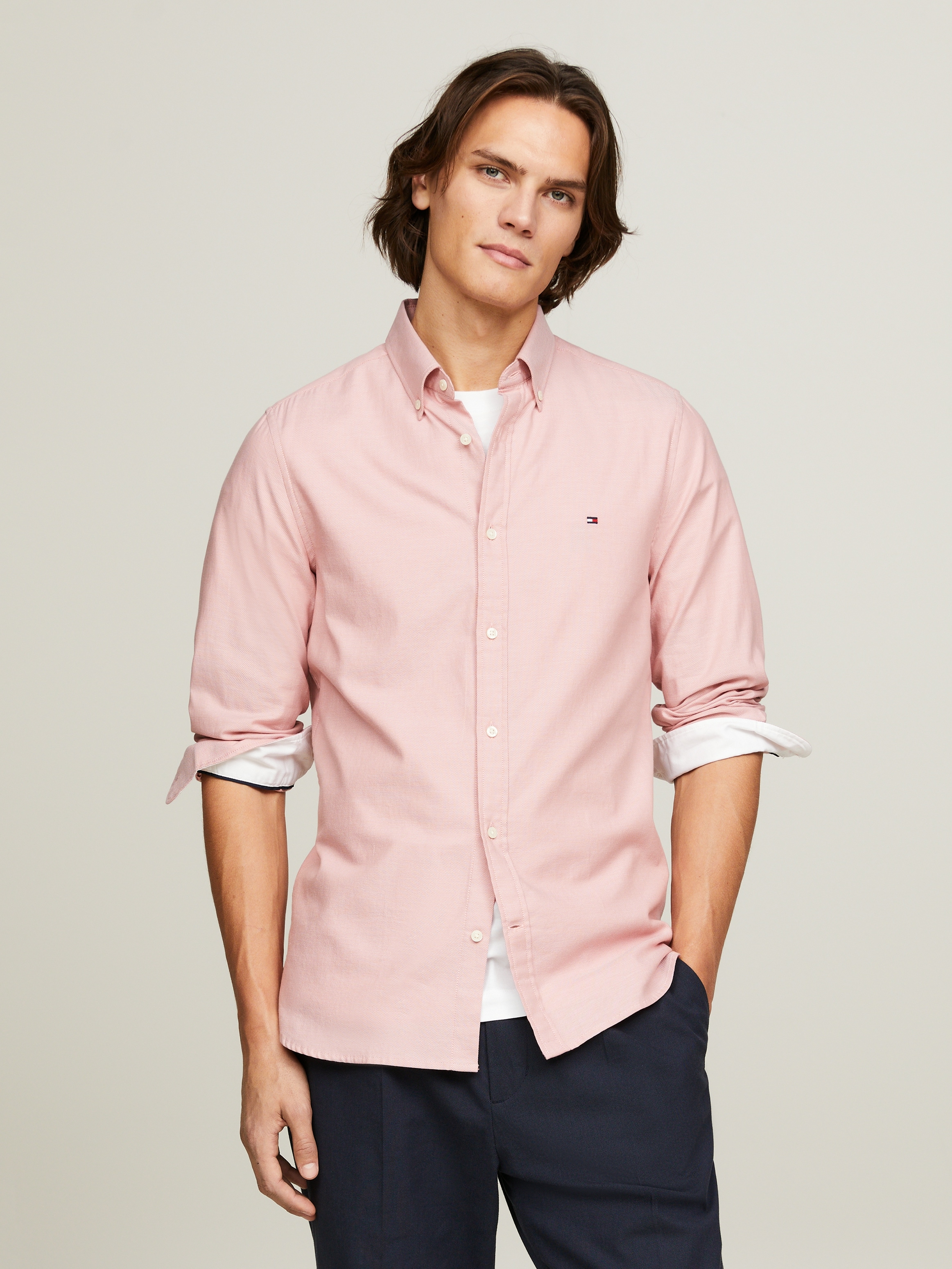 Tommy Hilfiger Langarmhemd »FLEX DOBBY Slim Fit SHIRT« mit Knopfleiste
