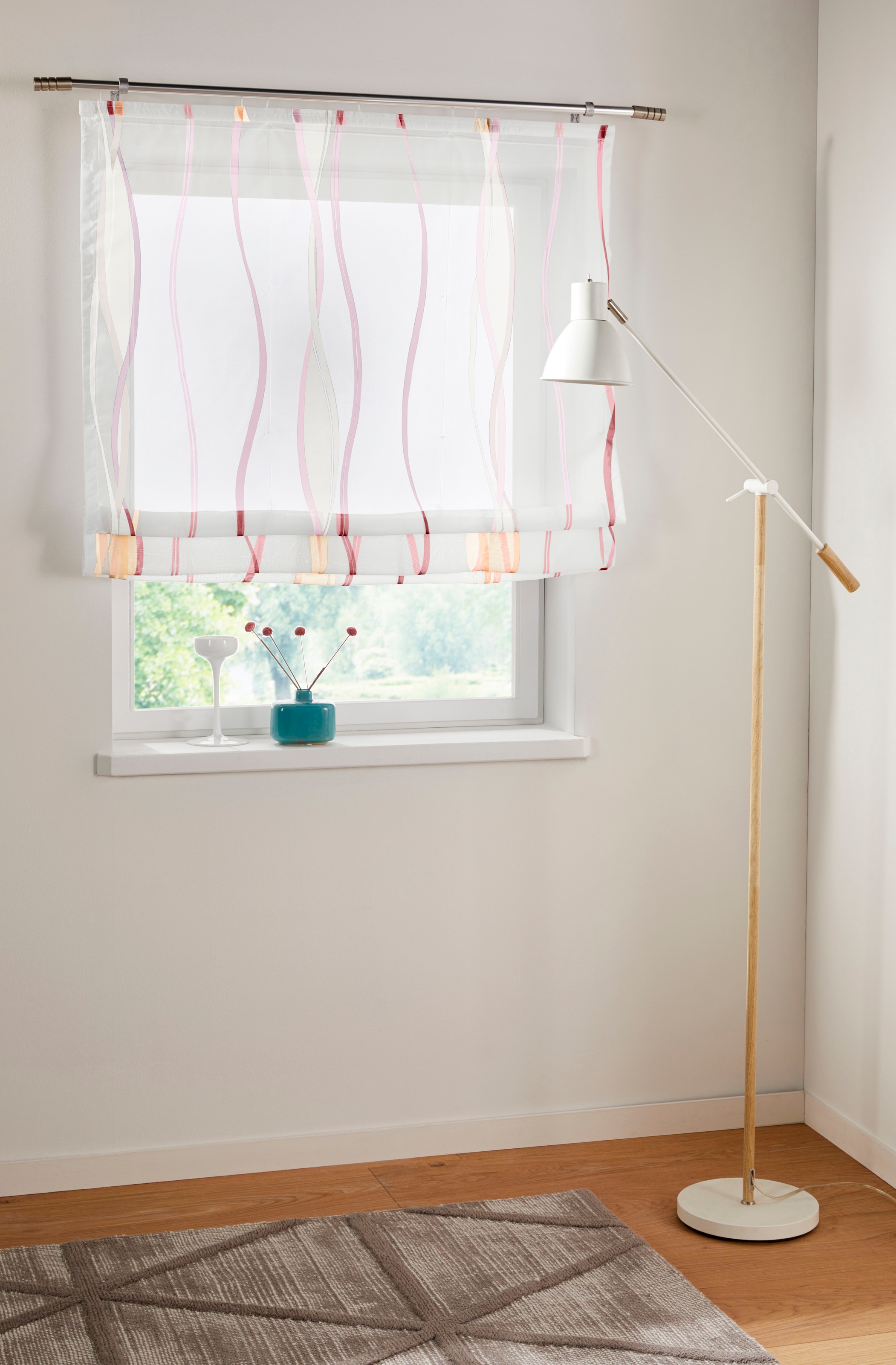 Image of GOODproduct Raffrollo "Dimona" mit Klettschiene Transparent, Voile, Polyester, Wellen