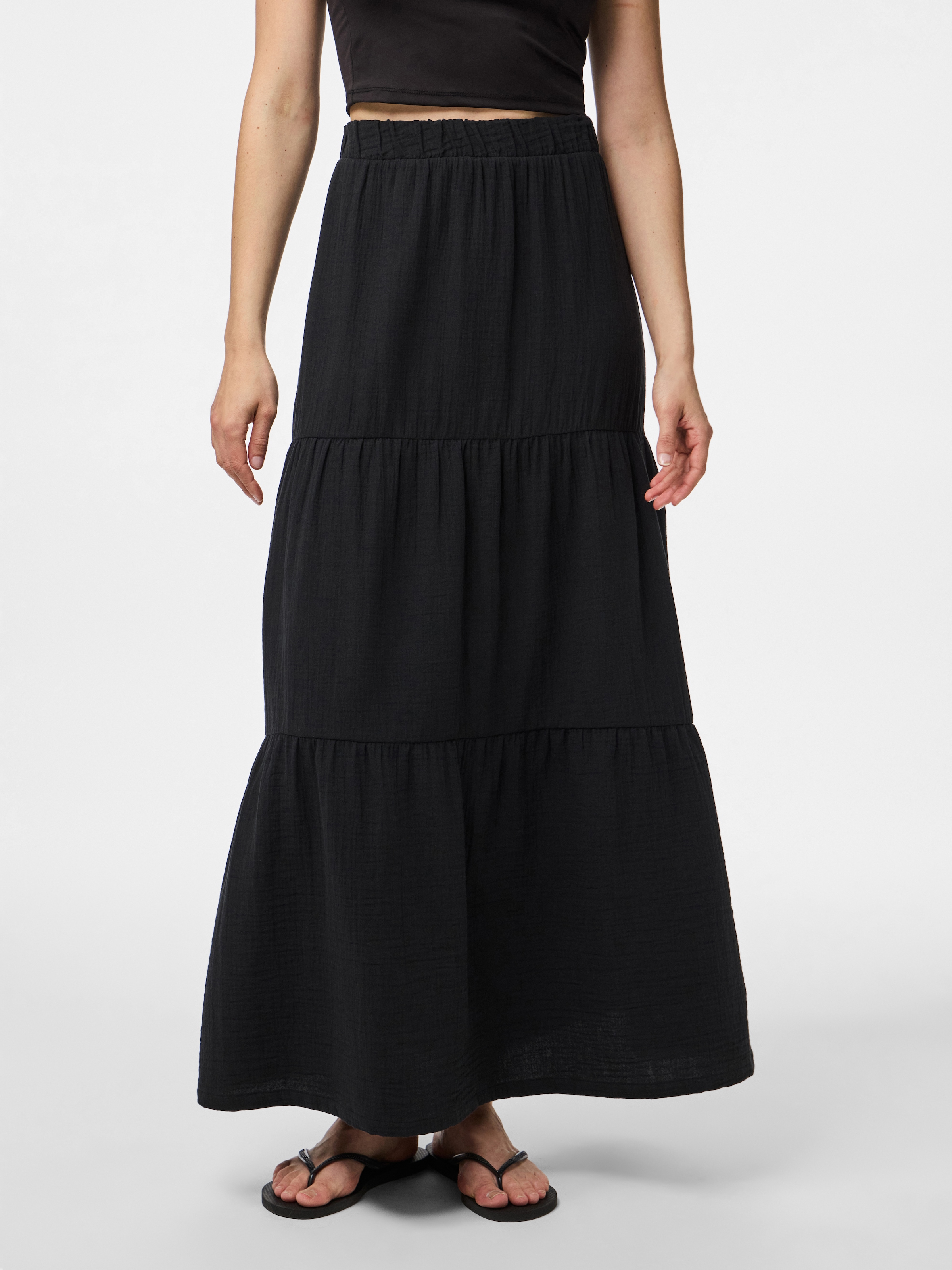 Image of pieces Maxirock "PCSIKKA HW MAXI SKIRT WVN NOOS" mit Stufen