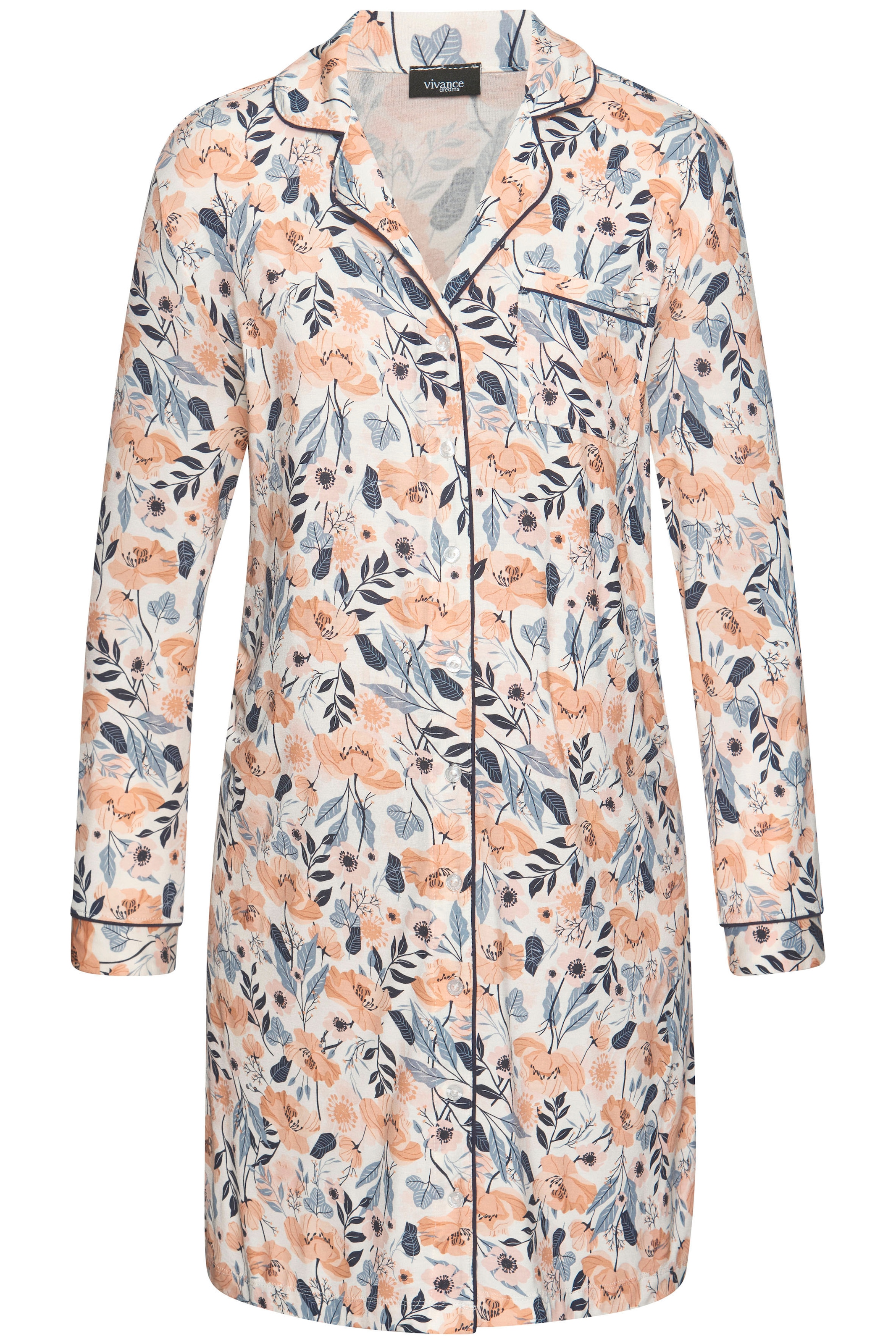 Vivance Dreams Umstandsnachthemd aufgesetzte Tasche Schöner Allover-Print